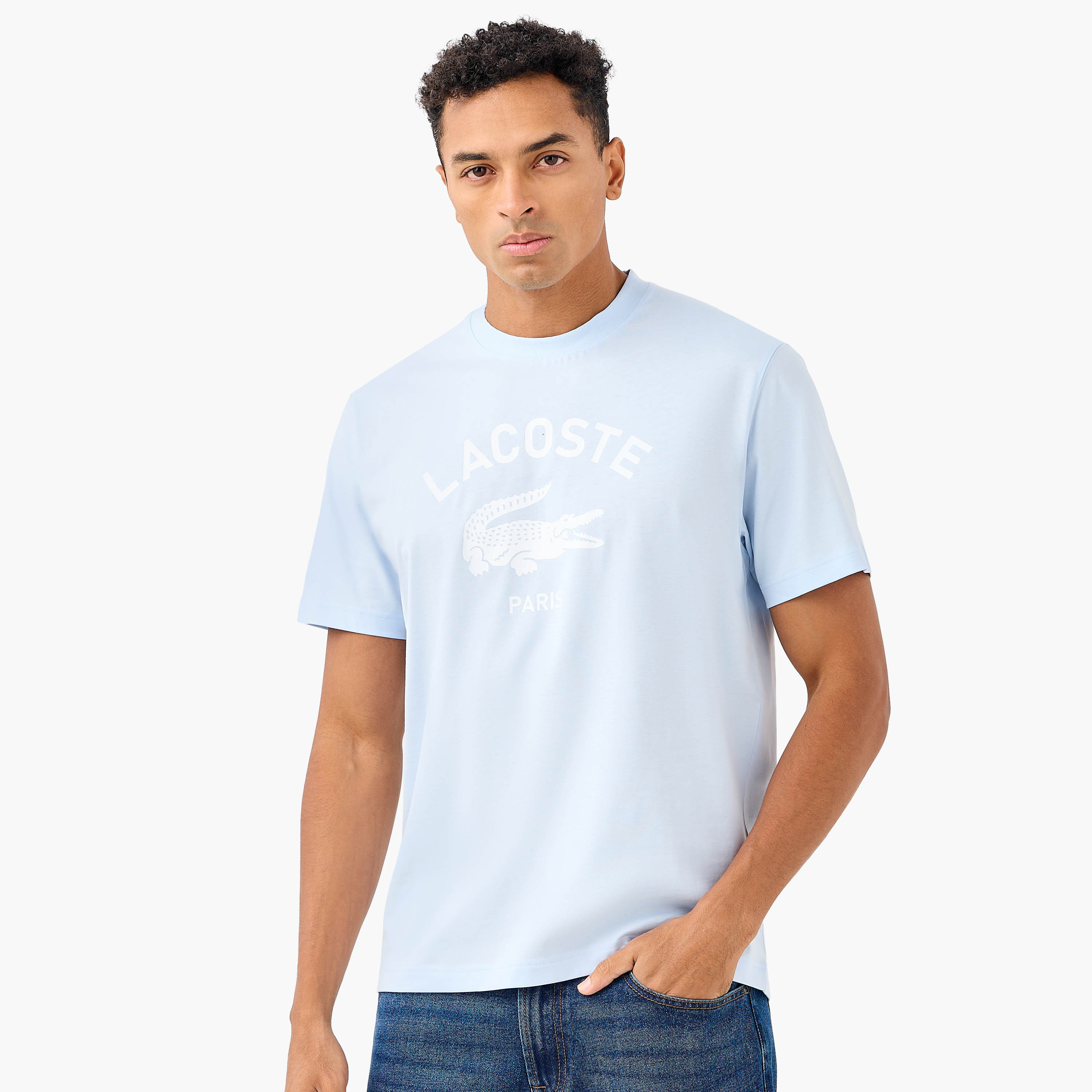 تيشيرت بياقة مستديرة وأكمام قصيرة بطبعات شعار من لاكوست-men-clothing-tshirtsandpolos-tshirts-image-1