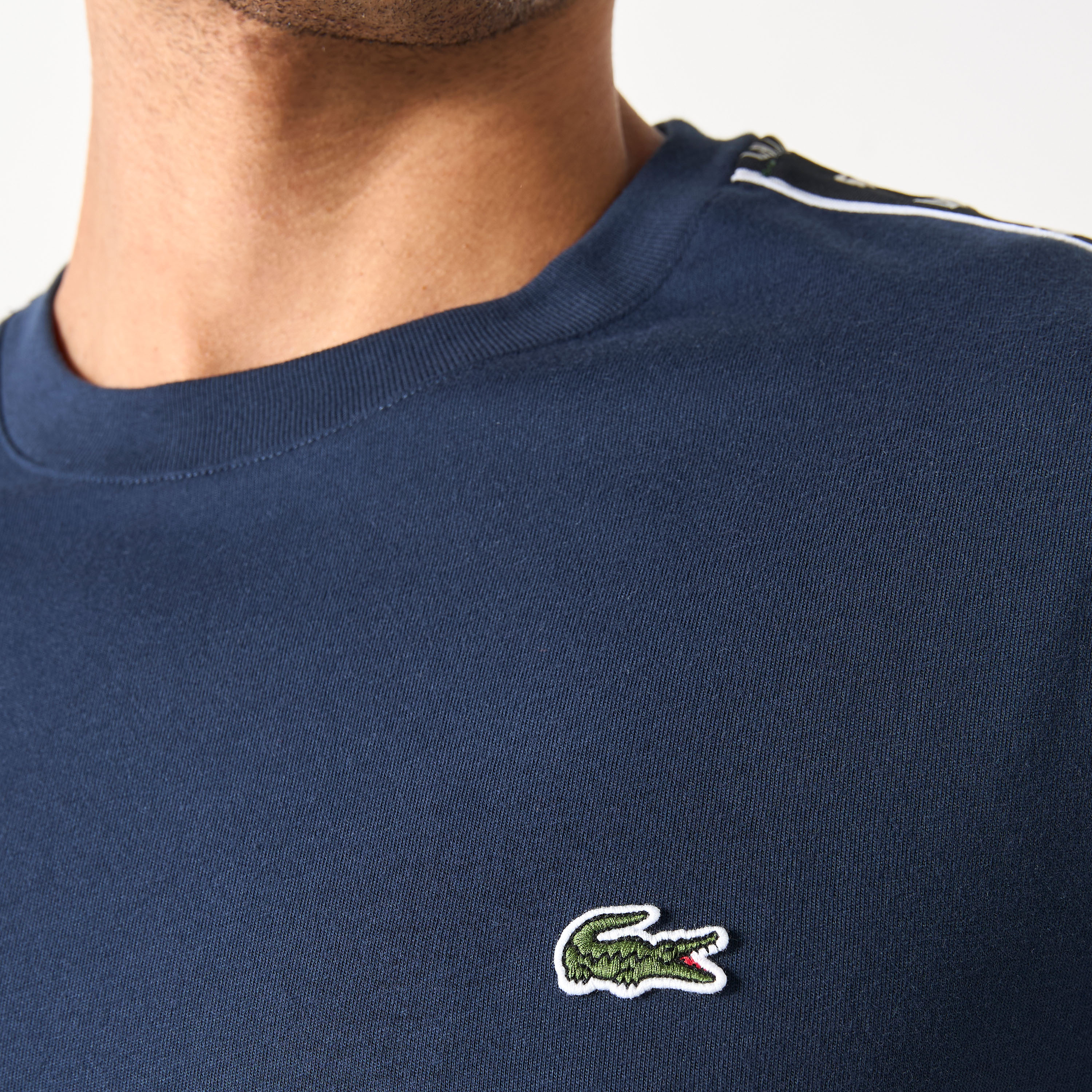 Lacoste Solid Tape Detail T-shirt with Short Sleeves and Crew Neck-men-clothing-tshirtsandpolos-tshirts-image-3