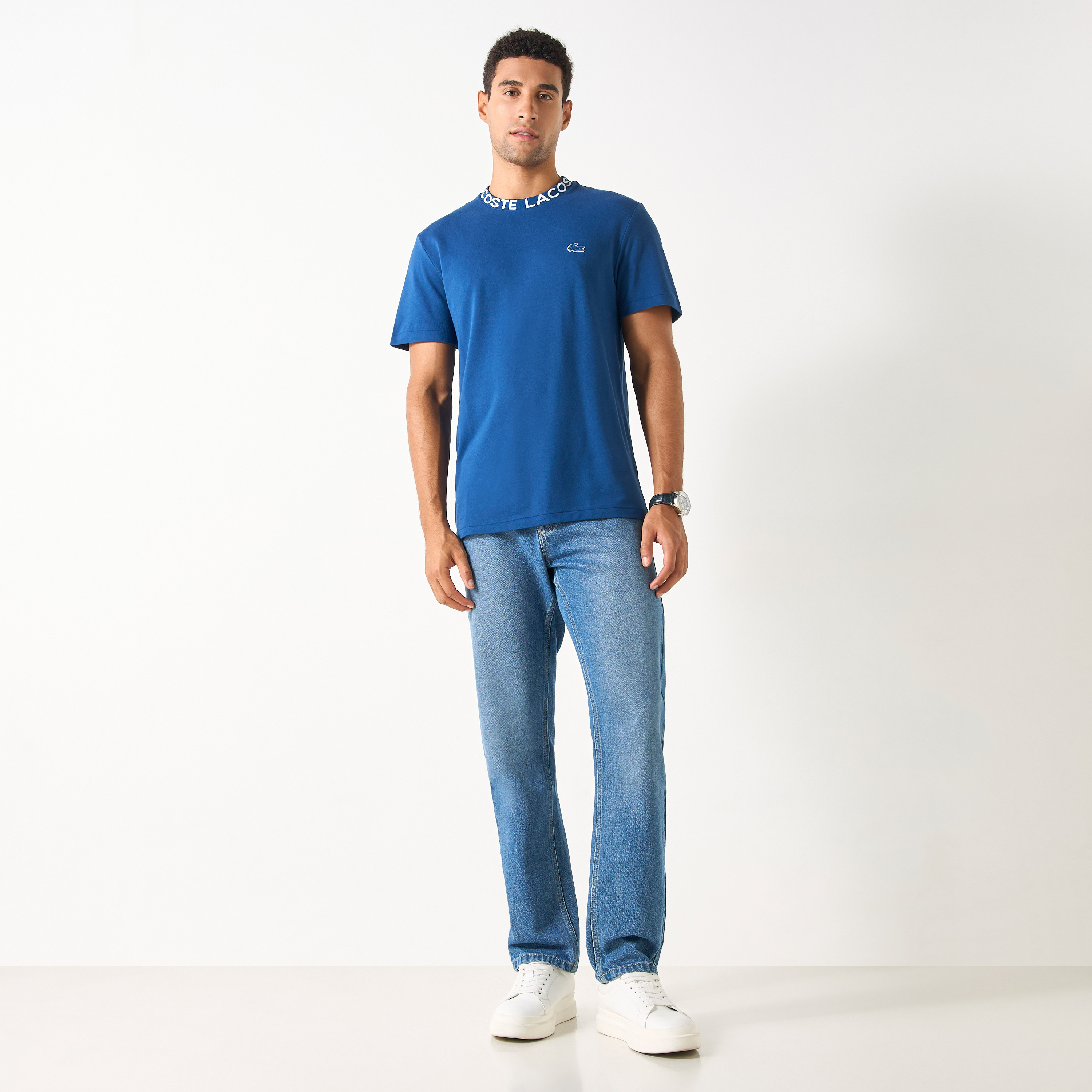 Lacoste Logo Print Round Neck T-shirt with Short Sleeves-men-clothing-tshirtsandpolos-tshirts-image-2