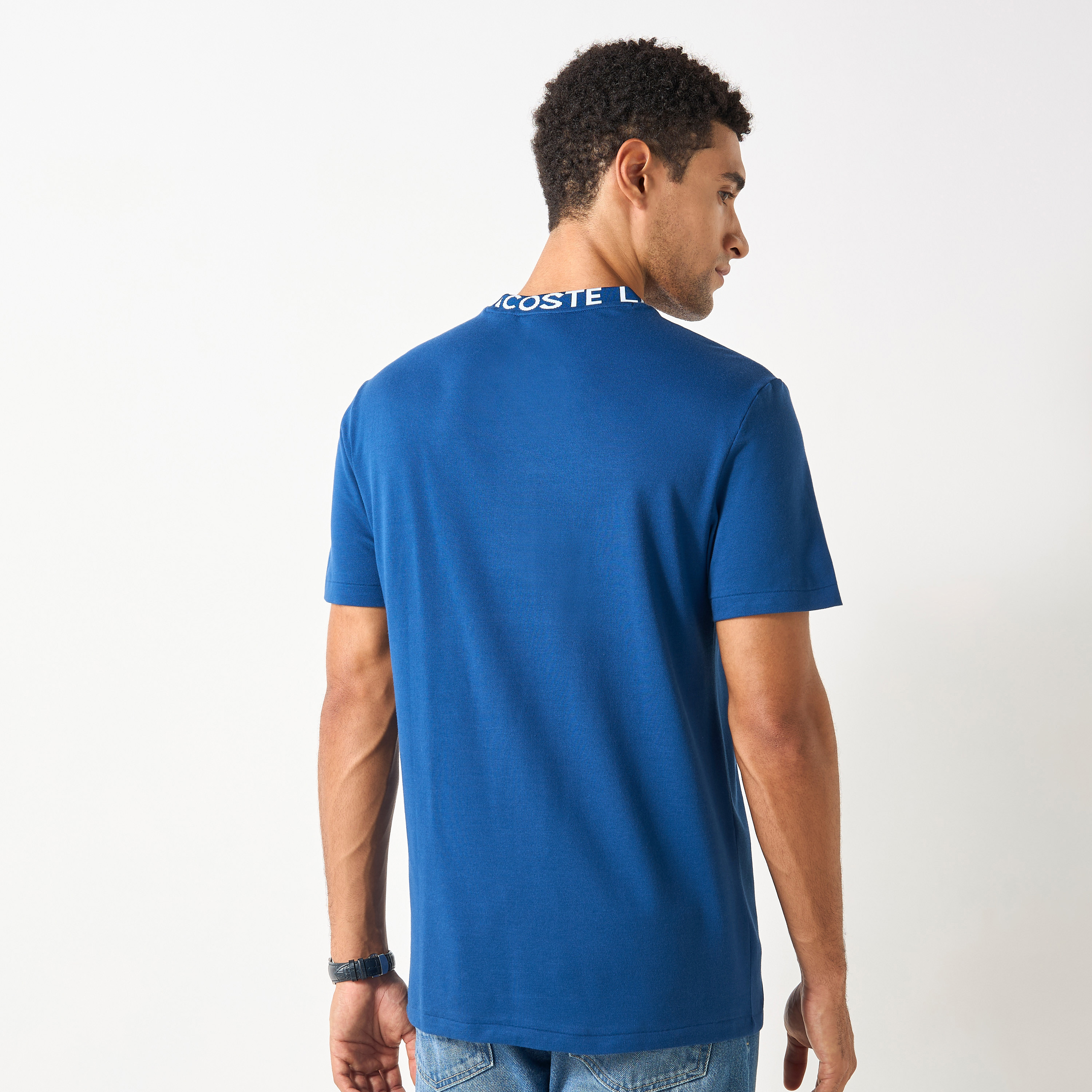 Lacoste Logo Print Round Neck T-shirt with Short Sleeves-men-clothing-tshirtsandpolos-tshirts-image-5