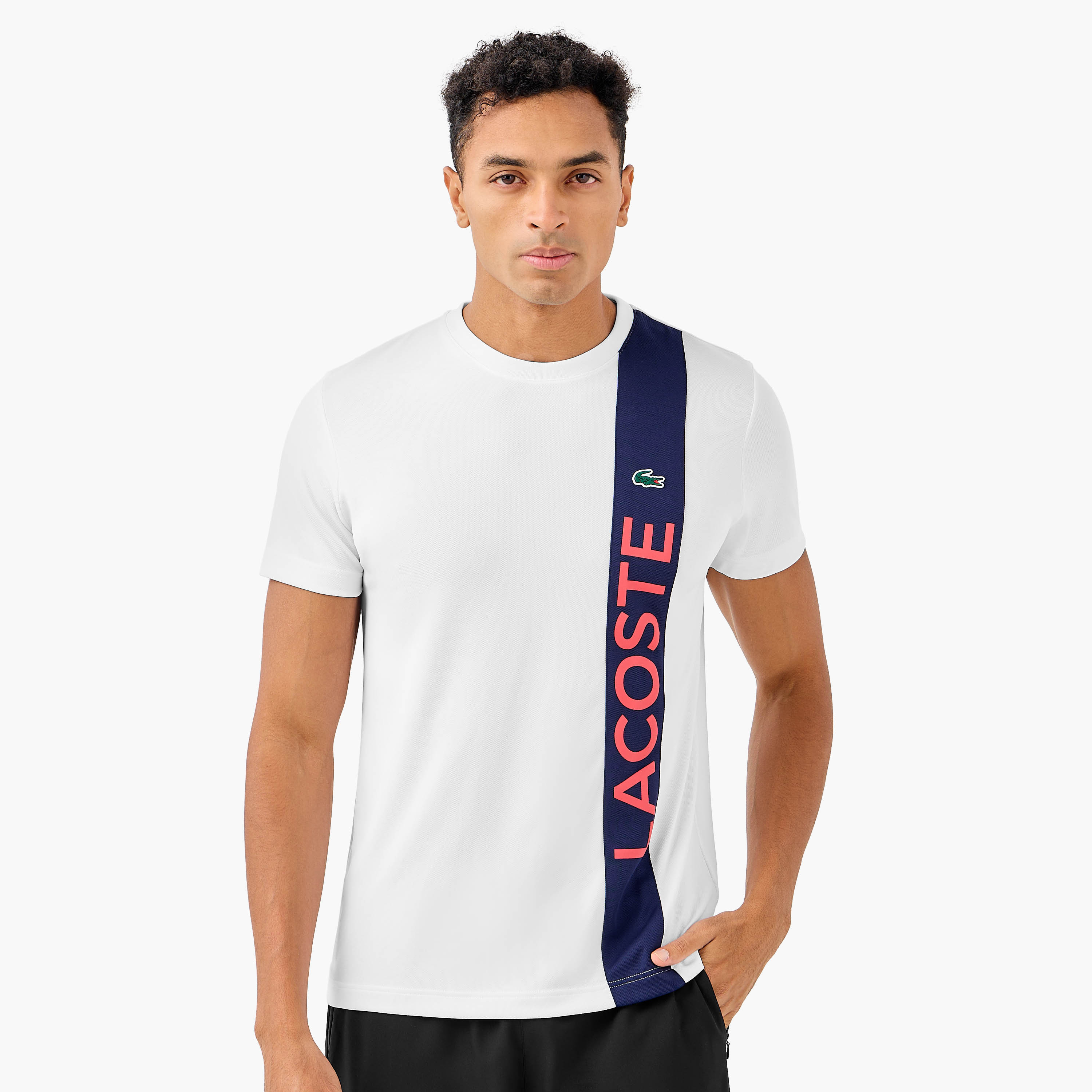 Lacoste Logo Print Crew Neck T-shirt with Short Sleeves-men-clothing-tshirtsandpolos-tshirts-image-1