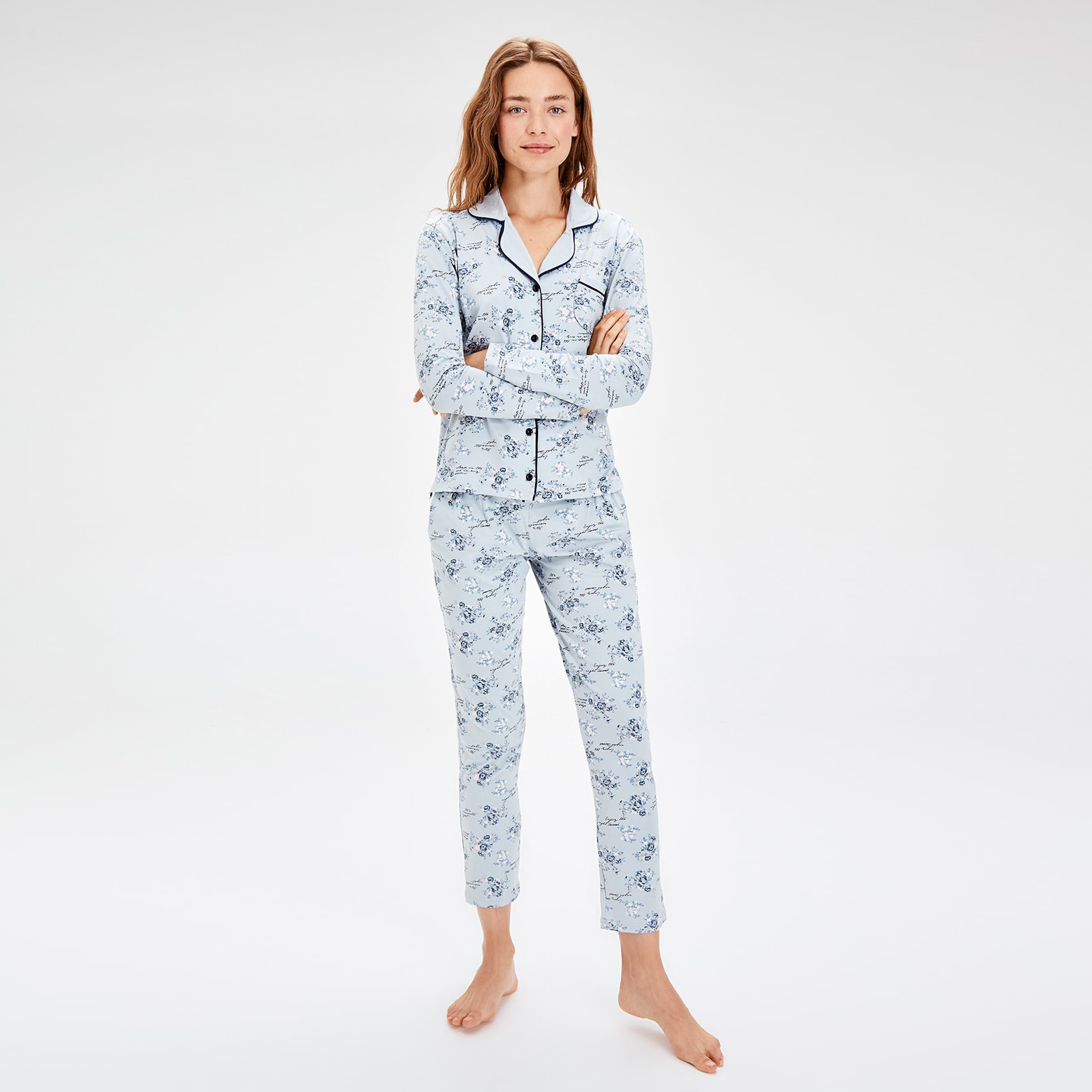 طقم بيجاما بطبعات من ترينديول-women-clothing-nightwear-pyjamas-longsets-image-2