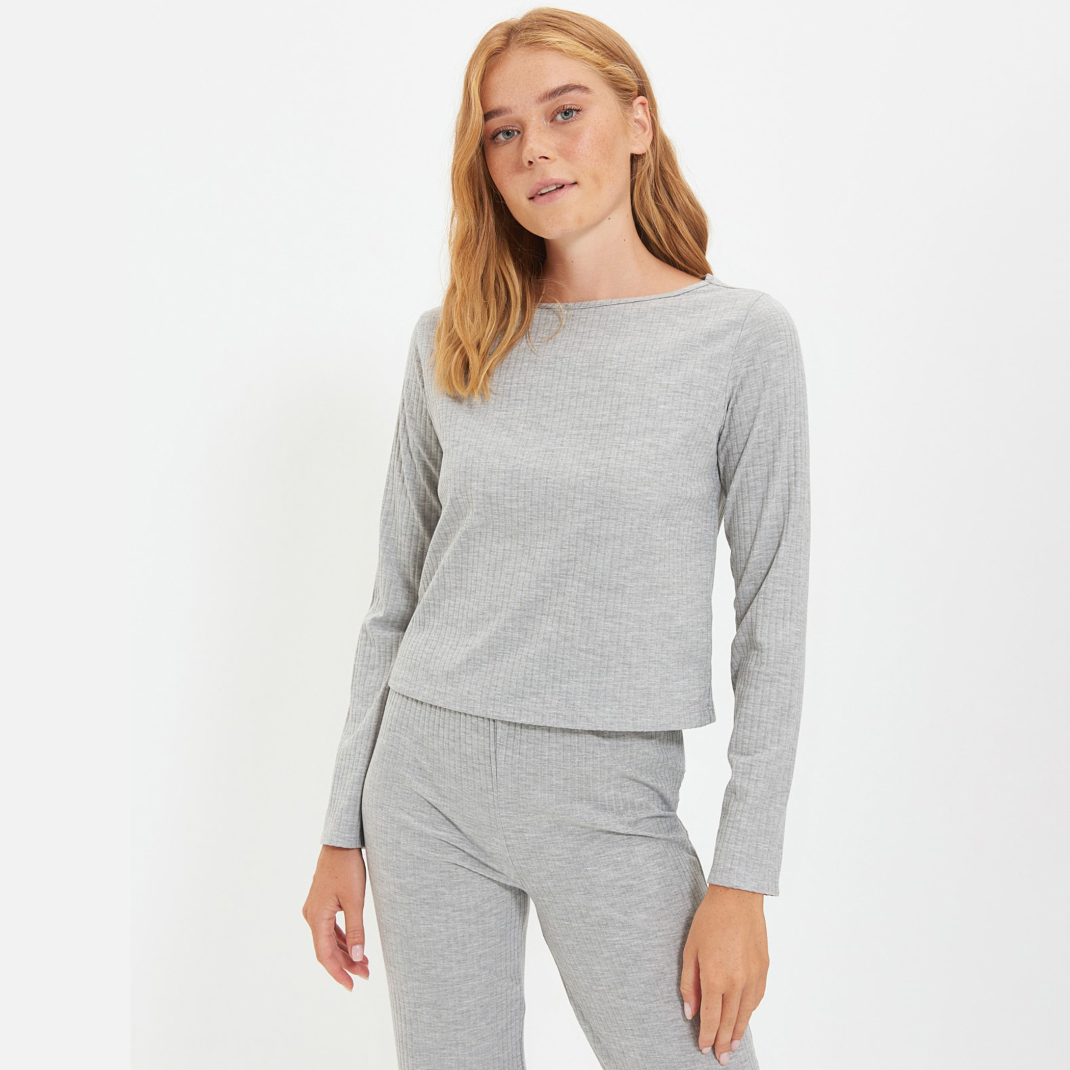ترينديول رمادي  طقم  بيجاما -women-clothing-nightwear-pyjamas-longsets-image-3