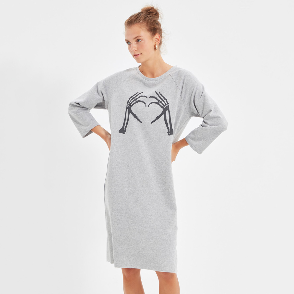 ترينديول رمادي متوسط الطول فستان-women-clothing-dresses-image-1