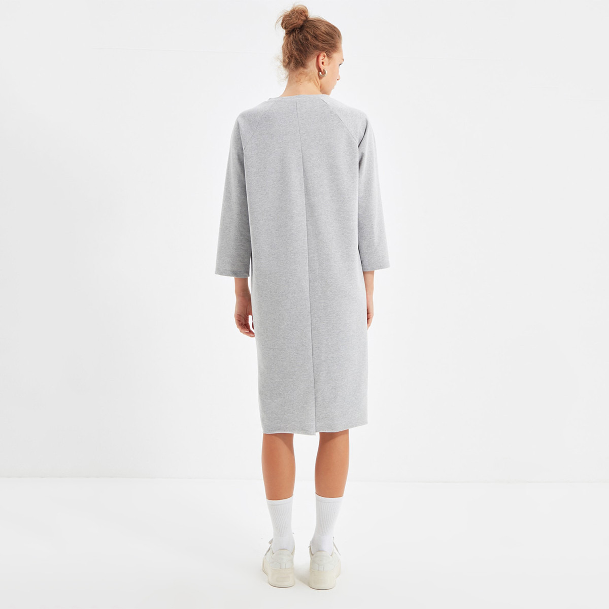 ترينديول رمادي متوسط الطول فستان-women-clothing-dresses-image-5