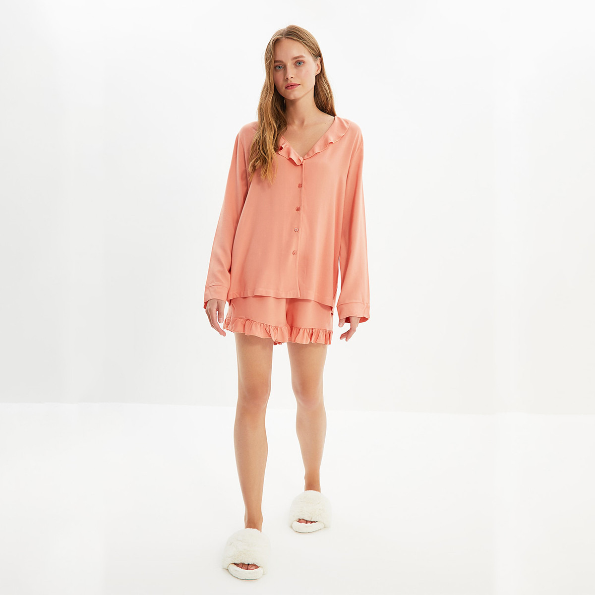 ترينديول لون القرنفل ثوب نوم-women-clothing-nightwear-pyjamas-longsets-image-3
