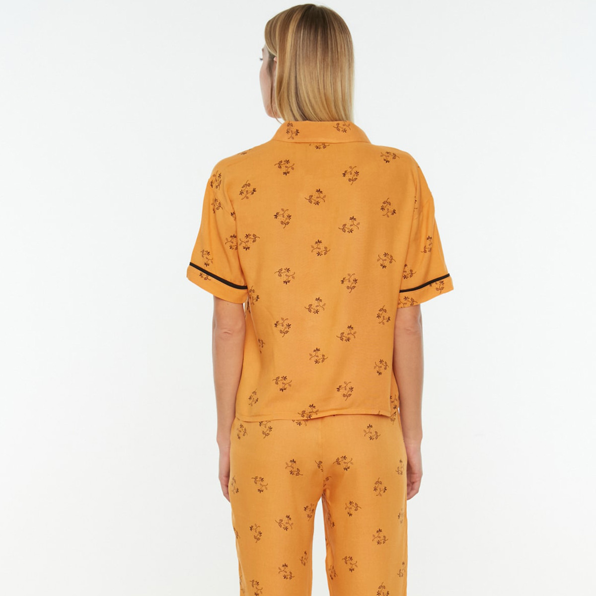 Trendyol Women Printed Polo T-Shirt-Pyjama Set-women-clothing-nightwear-pyjamas-longsets-image-4