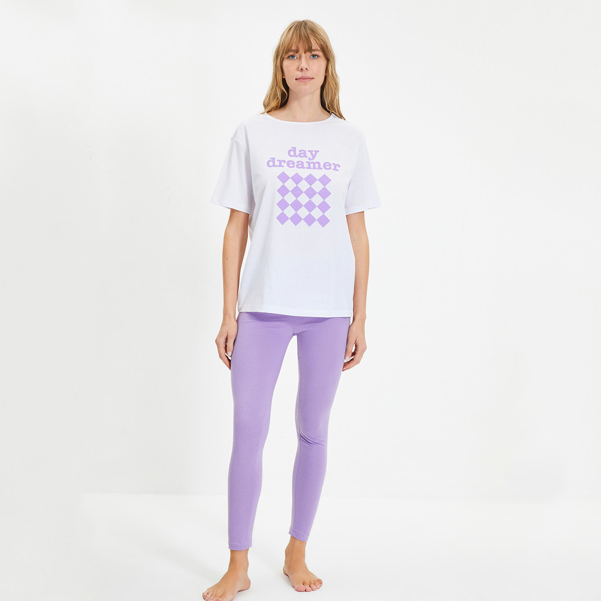 Set of 2 Trendyol Women Printed T-Shirt with Legging-women-clothing-nightwear-pyjamas-longsets-image-3