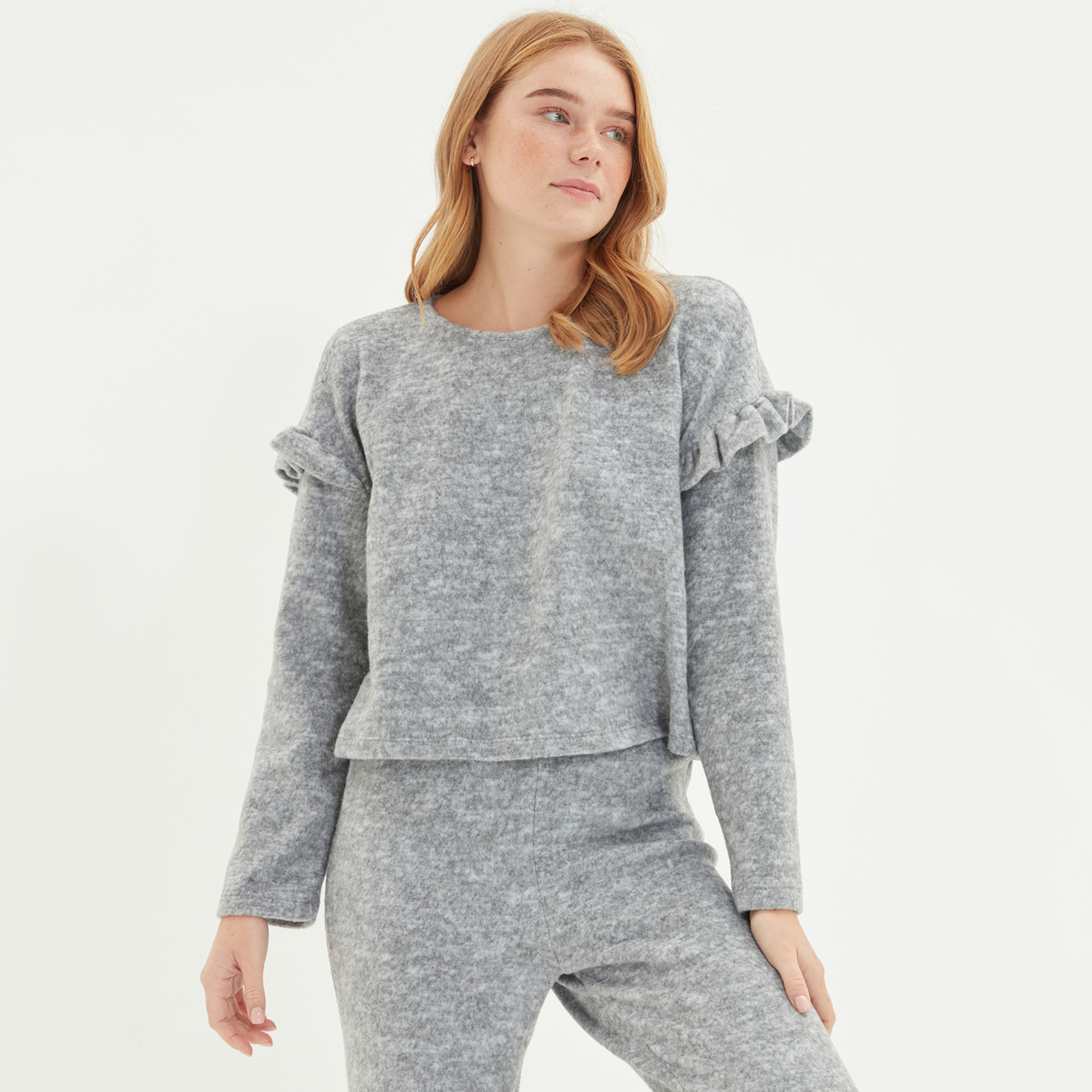 Trendyol Women Solid Crop Top-Pyjama Set-women-clothing-nightwear-pyjamas-longsets-image-3