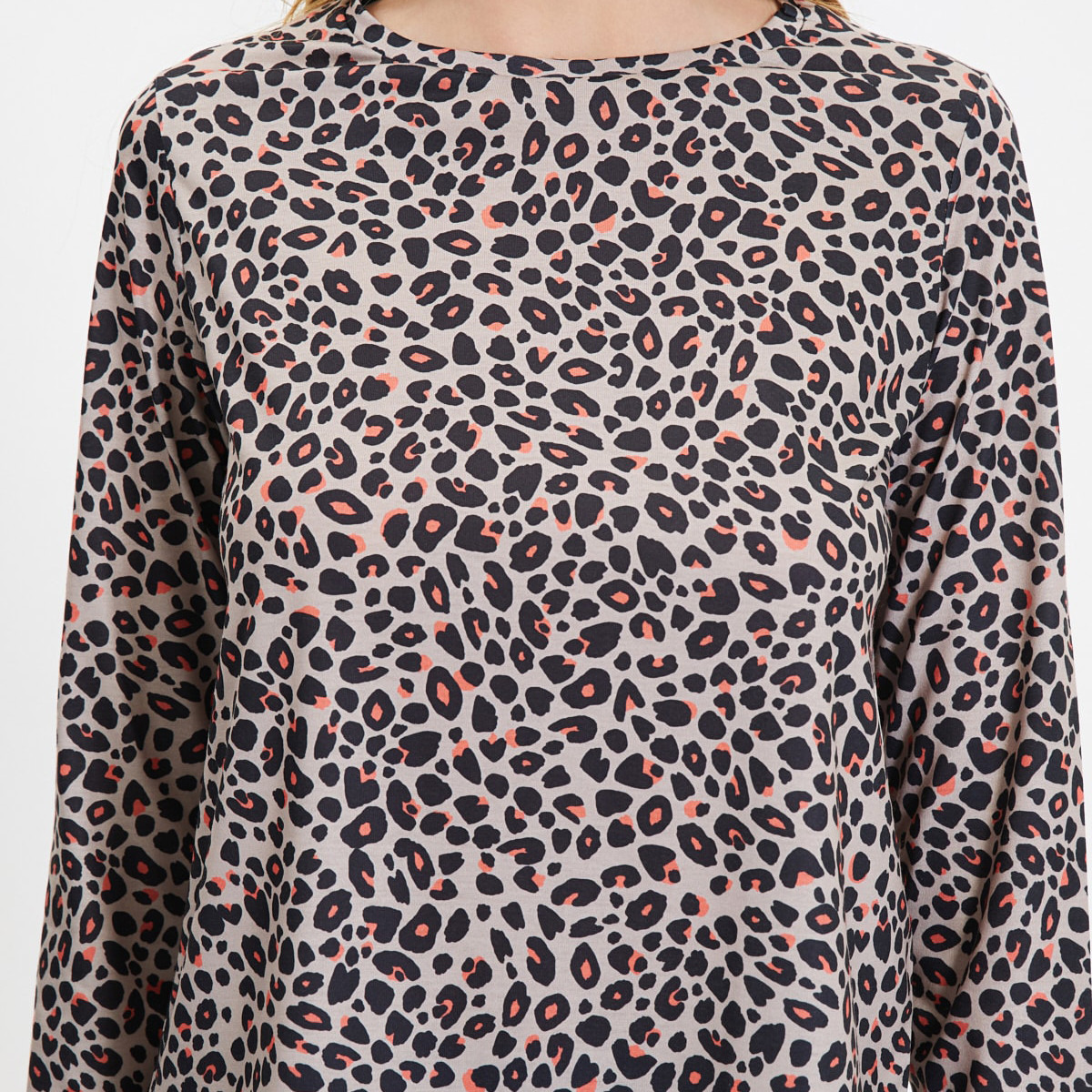 Set of 2 Trendyol Women Animal Print Crew Neck T-Shirt with Pyjama-women-clothing-nightwear-pyjamas-longsets-image-3