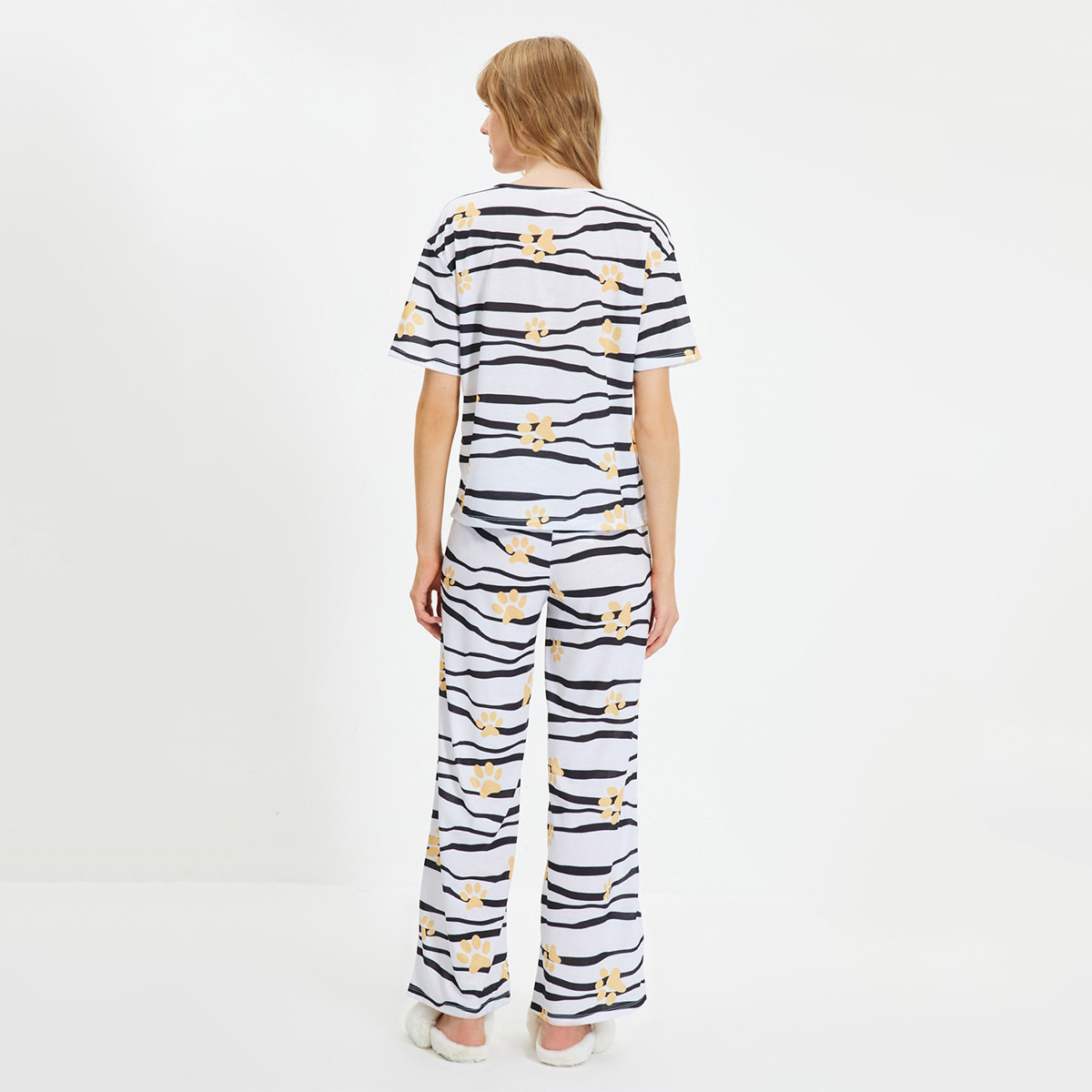 Set of 2 Trendyol Women Printed Crew Neck T-Shirt with Pyjama-women-clothing-nightwear-pyjamas-longsets-image-5