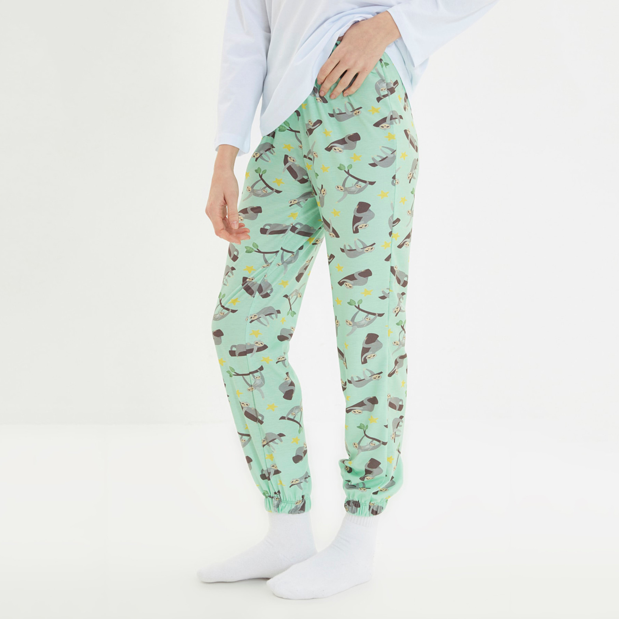 ترينديول أبيض لباس نوم-women-clothing-nightwear-pyjamas-longsets-image-3