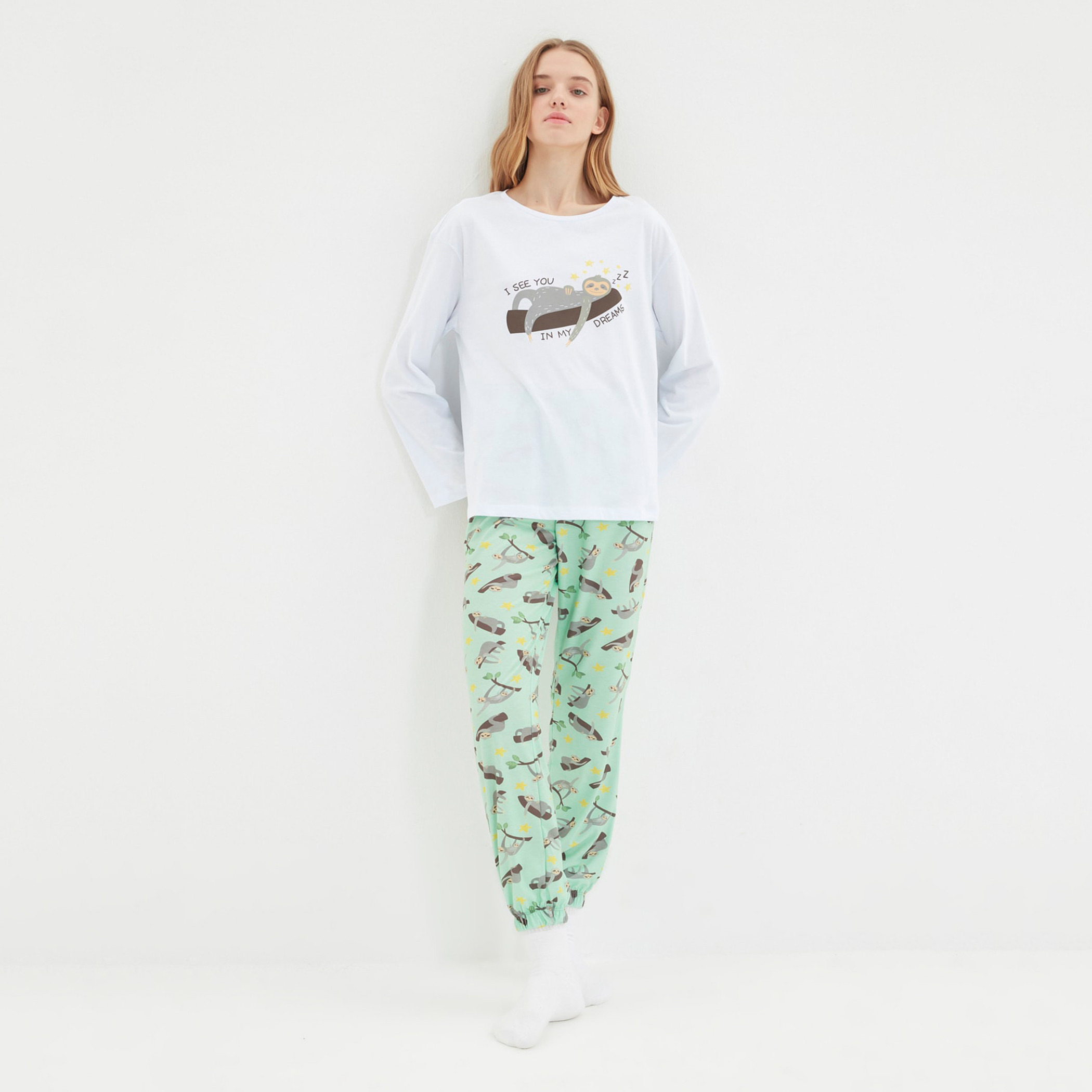ترينديول أبيض لباس نوم-women-clothing-nightwear-pyjamas-longsets-image-6