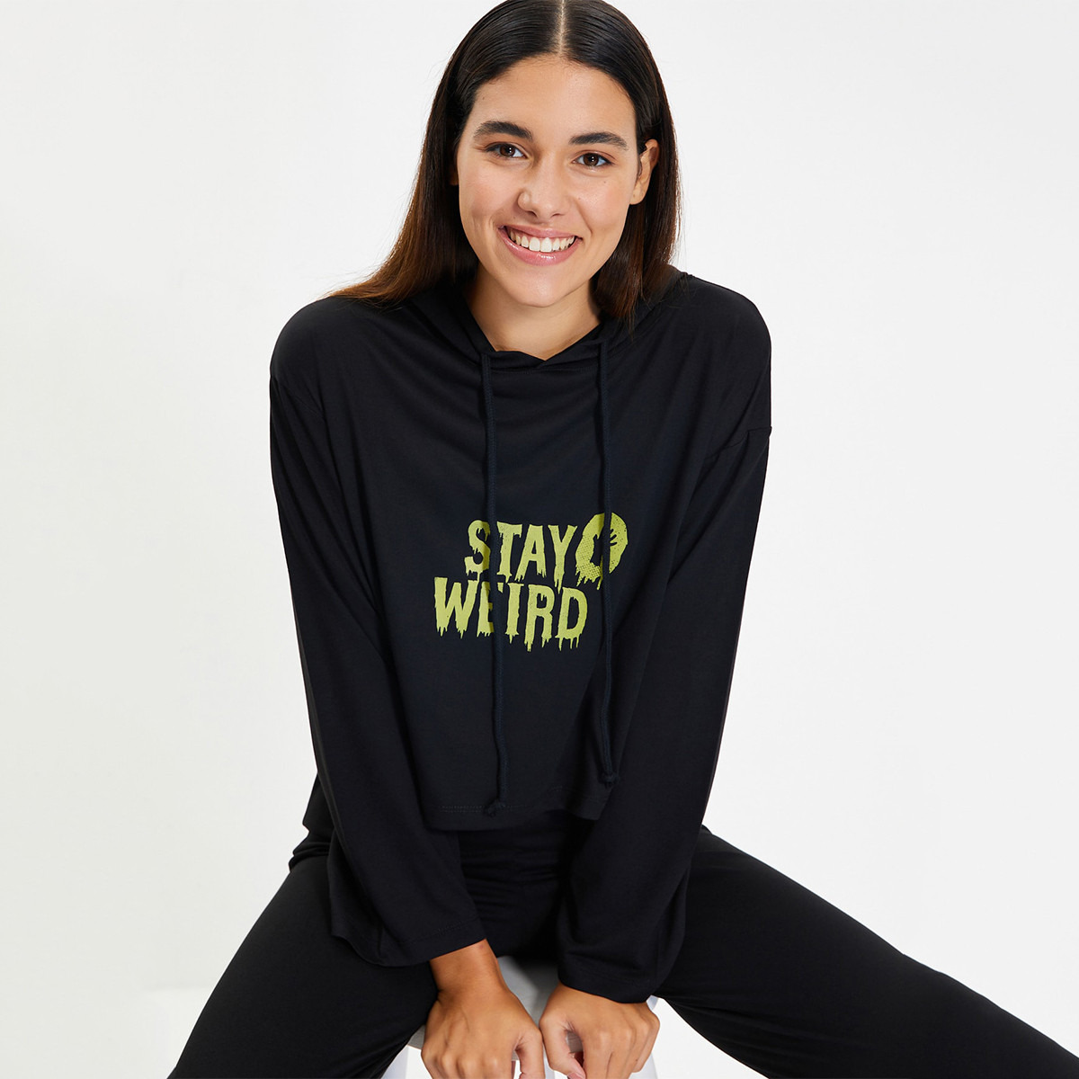 Set of 2 Trendyol Women Printed Hooded Sweatshirt with Pyjama-women-clothing-nightwear-pyjamas-longsets-image-2