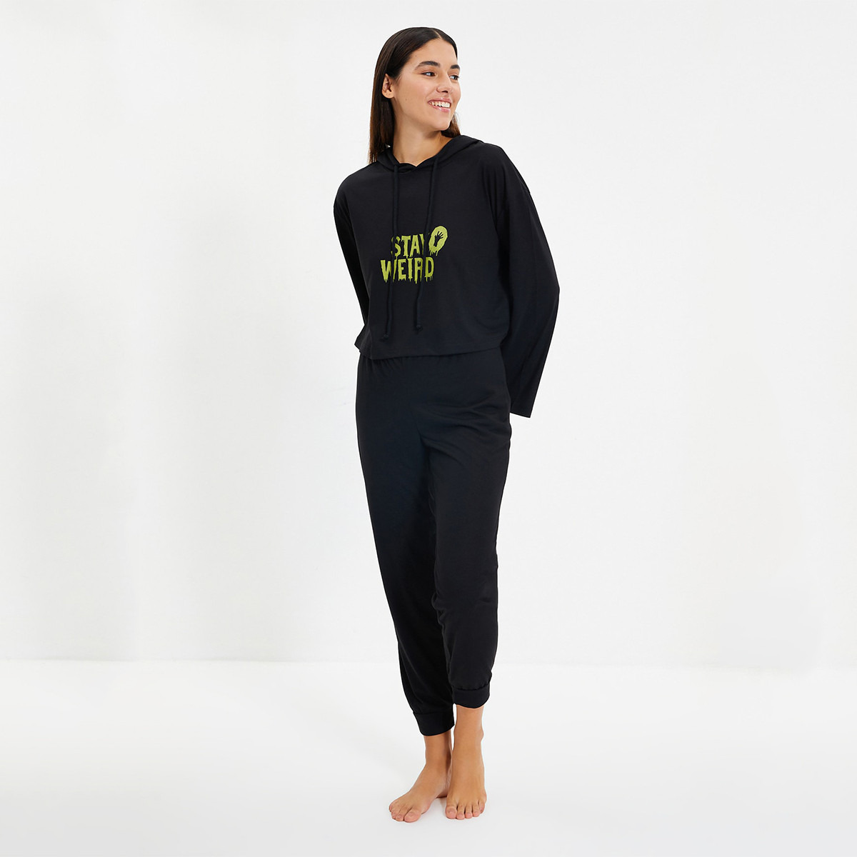 Set of 2 Trendyol Women Printed Hooded Sweatshirt with Pyjama-women-clothing-nightwear-pyjamas-longsets-image-5
