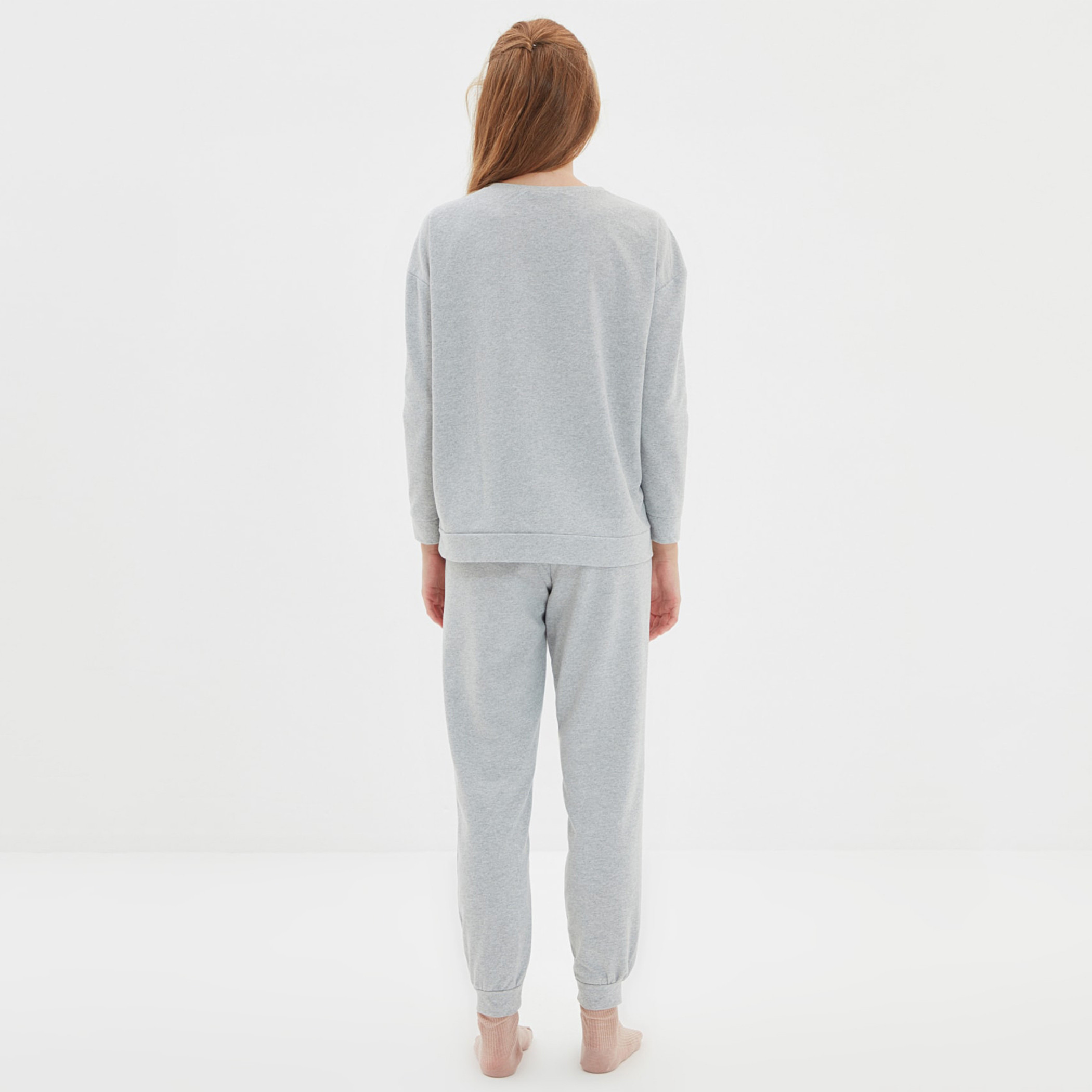 Trendyol Women Solid Sleepwear T-Shirt-Pyjama Set-women-clothing-nightwear-pyjamas-longsets-image-6