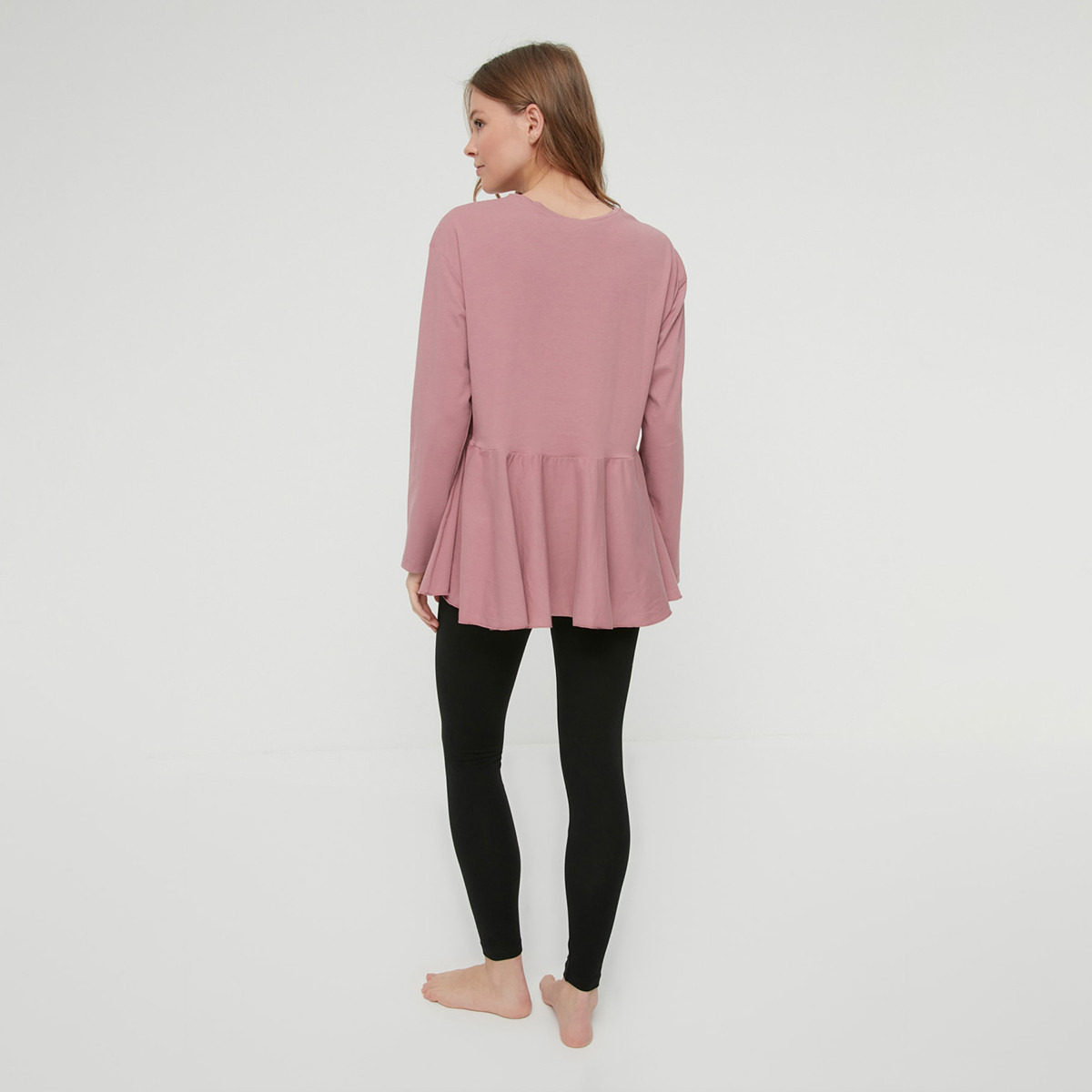 Trendyol Women Pink Printed Long Sleeves T-Shirt and Pyjama Set-women-clothing-nightwear-pyjamas-longsets-image-2