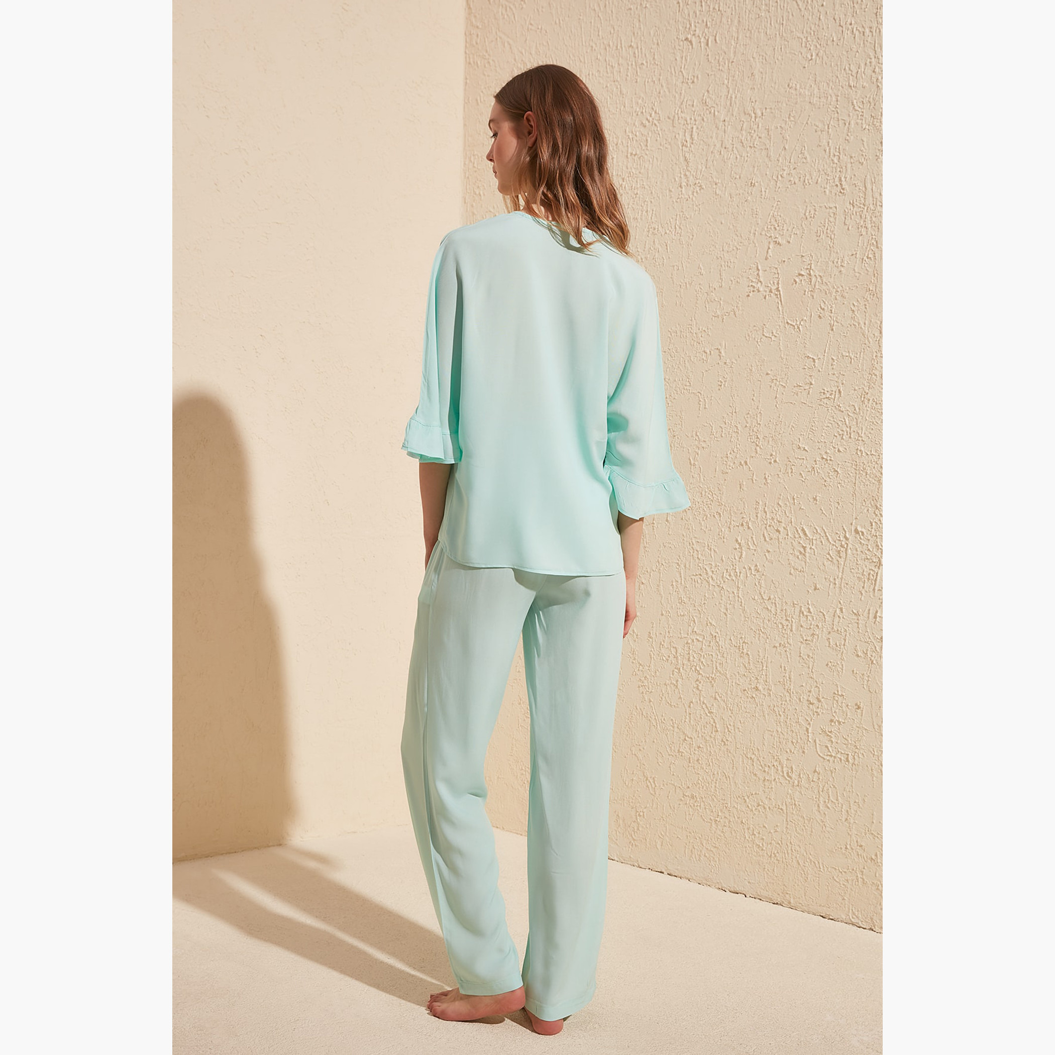 Trendyol Solid Pyjama Set-women-clothing-nightwear-pyjamas-longsets-image-4