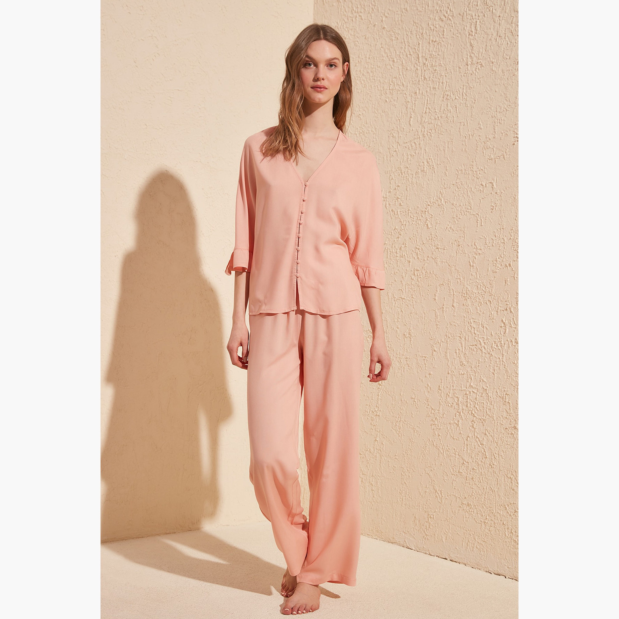 Trendyol Solid Pyjama Set-women-clothing-nightwear-pyjamas-longsets-image-6