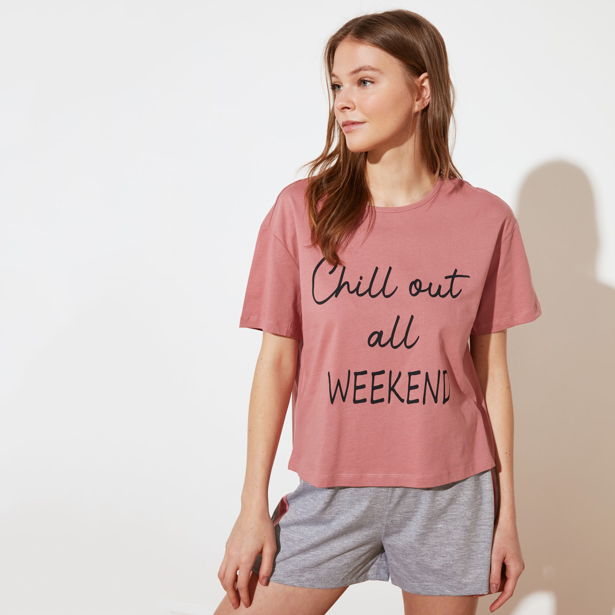 ترينديول لون القرنفل لباس نوم-women-clothing-nightwear-pyjamas-longsets-image-1