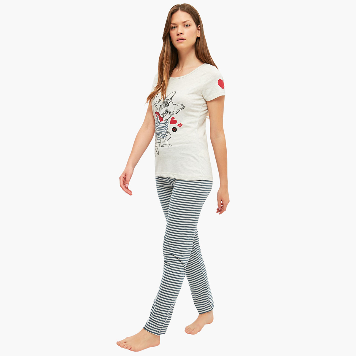 فيرو مودا أزرق تي شيرت-women-clothing-nightwear-pyjamas-longsets-image-1