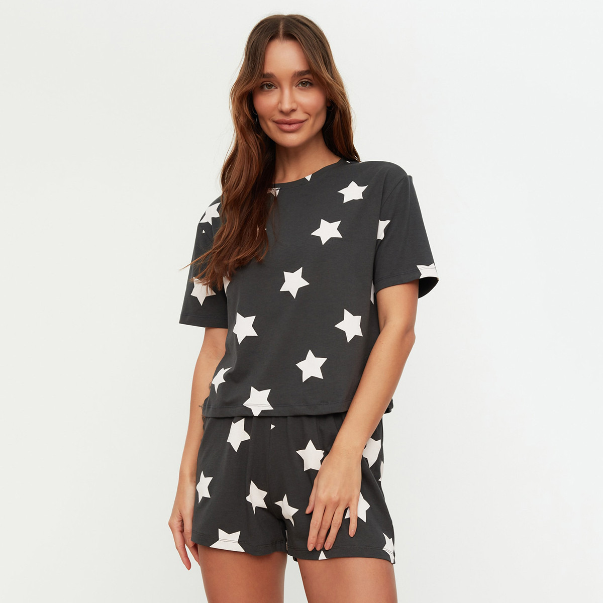 ترينديول أسود طقم ملابس نوم-women-clothing-nightwear-pyjamas-longsets-image-1
