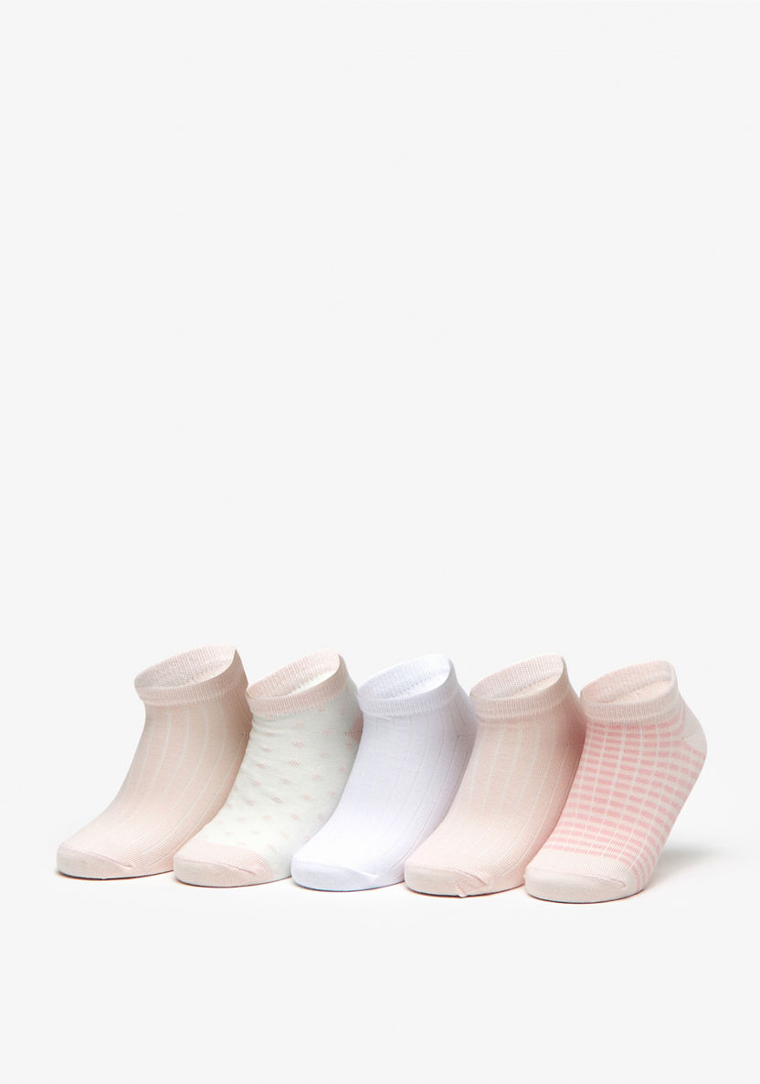 Little Missy Textured Ankle Length Socks - Set of 5-Girl%27s Socks & Tights-image-0