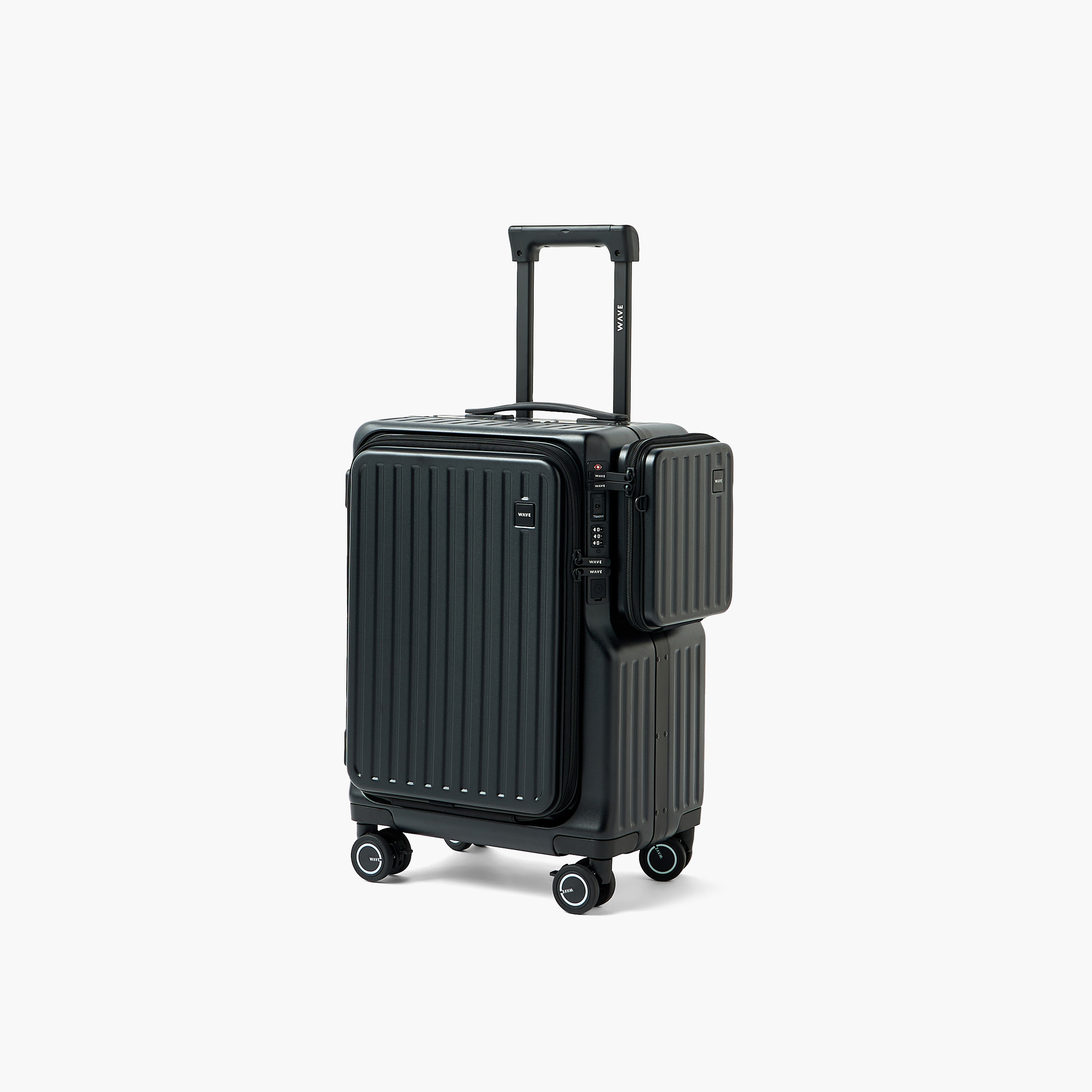 WAVE Textured Hardcase Luggage Trolley with Detachable Crossbody Bag & Cup Holder - 20 inches Cabin-travel-luggagesandbags-luggage-image-16