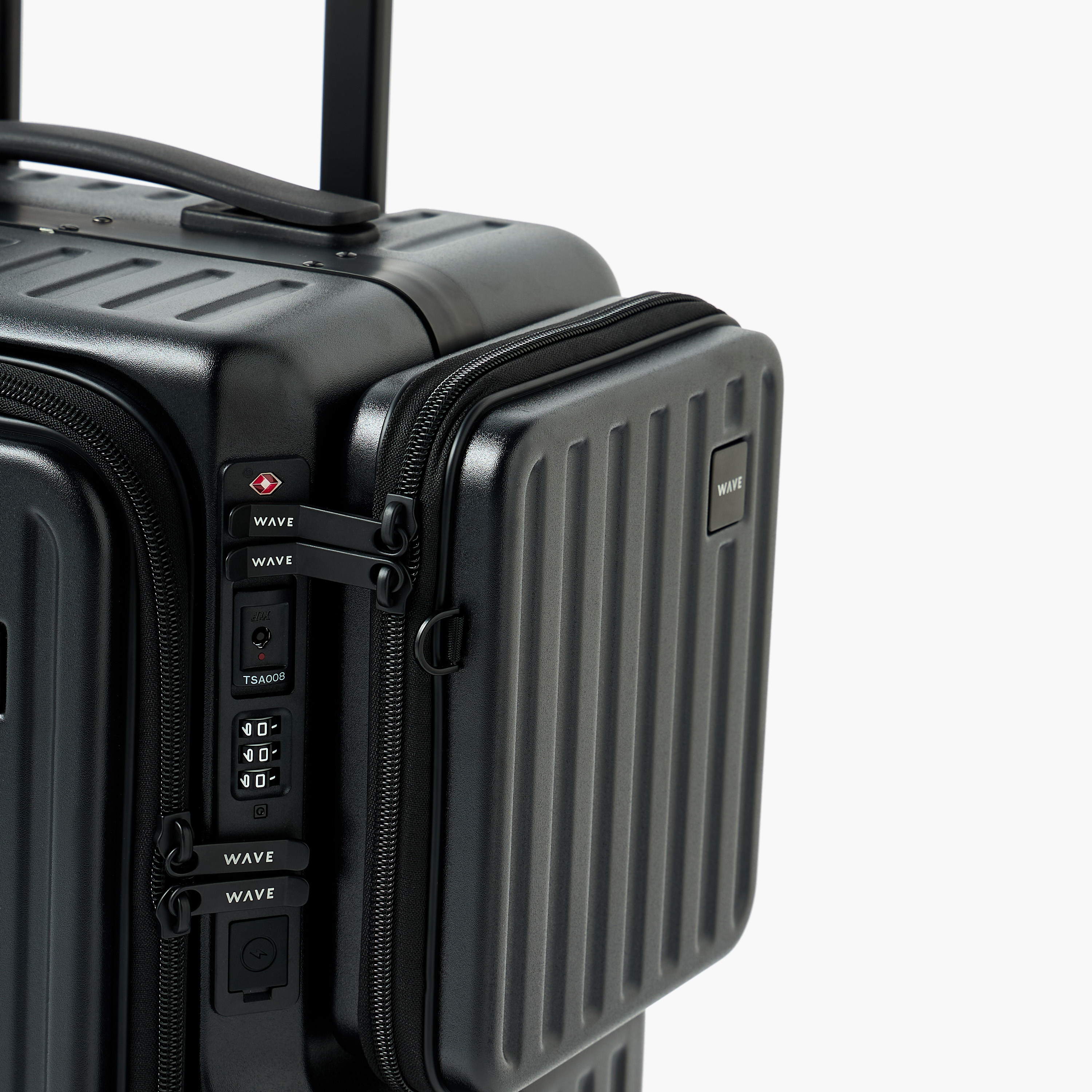 WAVE Textured Hardcase Luggage Trolley with Detachable Crossbody Bag & Cup Holder - 20 inches Cabin-travel-luggagesandbags-luggage-image-6