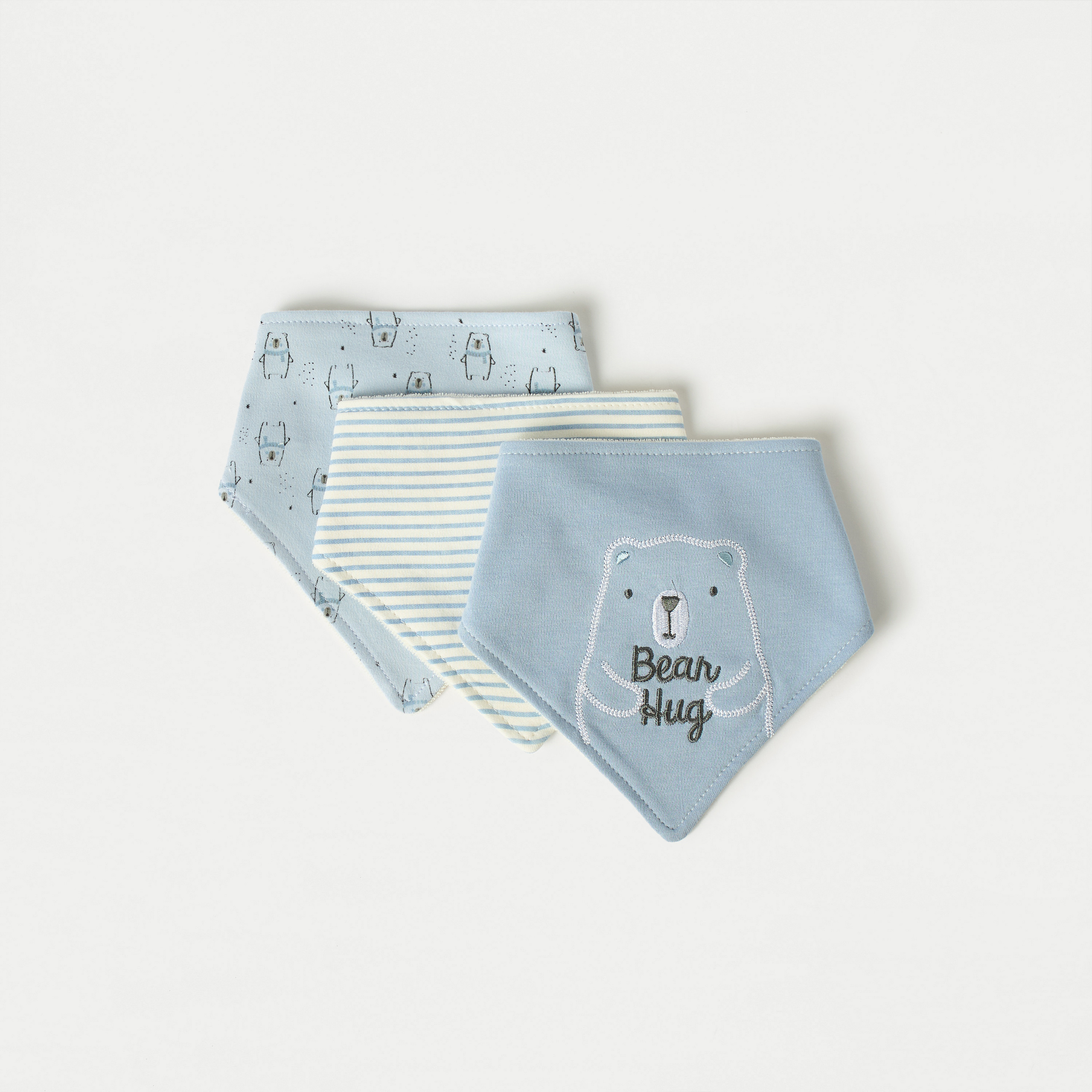 مريلة بزر إغلاق كبّاس وطبعات من جونيورز- طقم من 3 قطع-baby-feeding-bibs-image-1