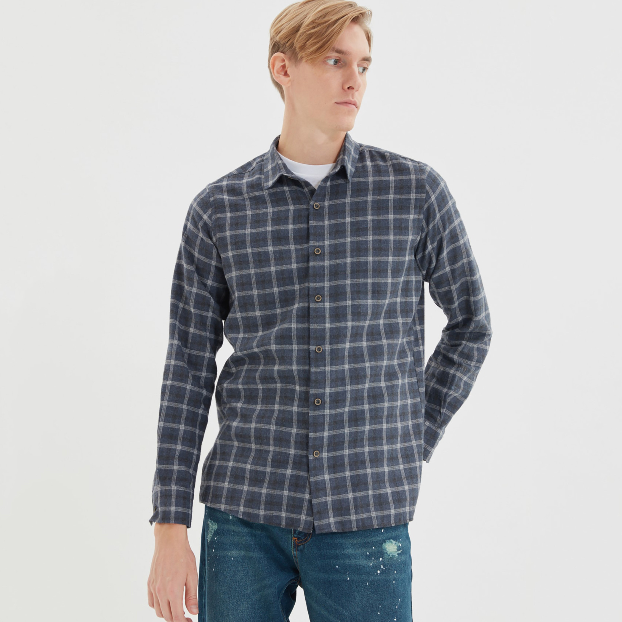 Trendyol Man Checked Collared Shirt-men-clothing-shirts-image-1