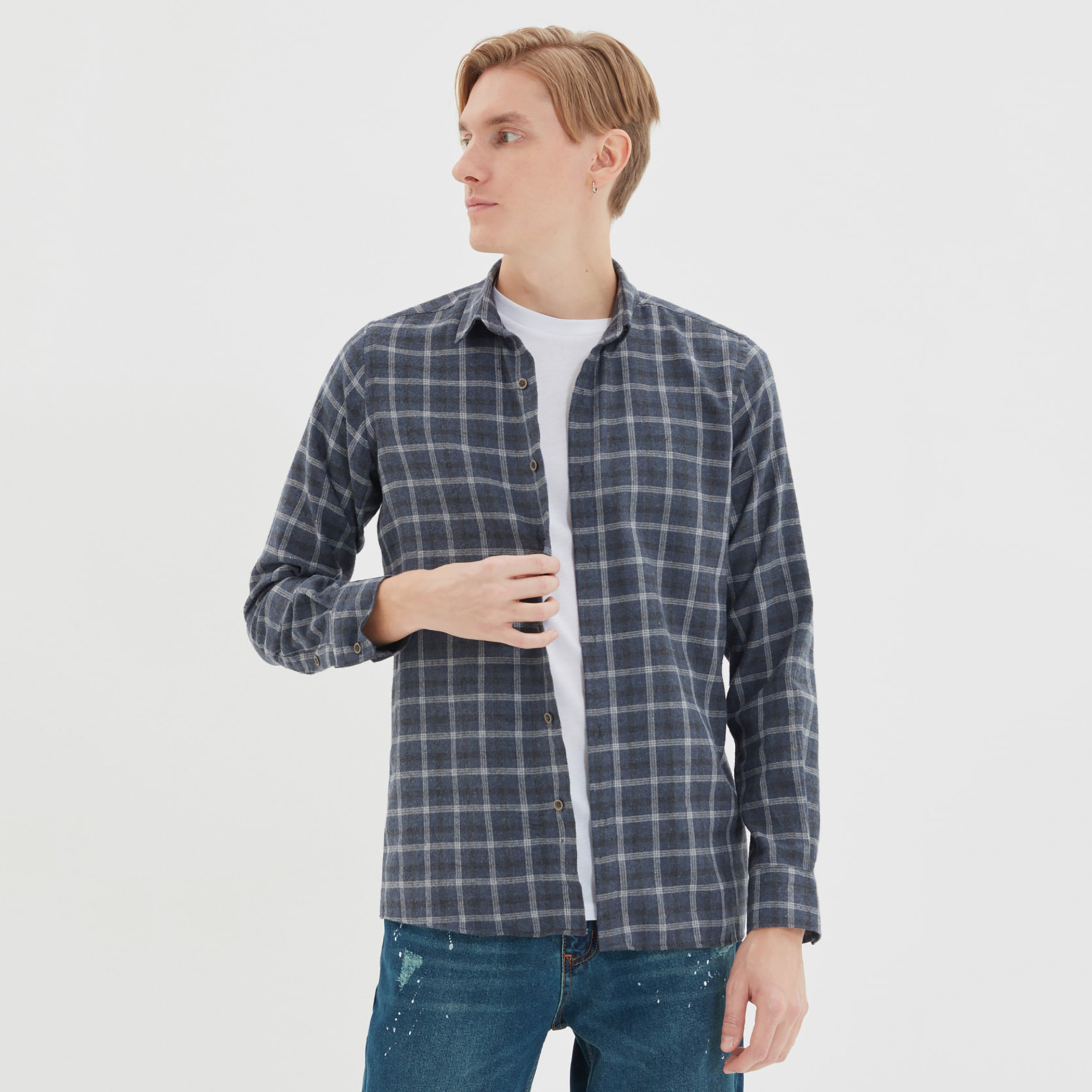 Trendyol Man Checked Collared Shirt-men-clothing-shirts-image-2