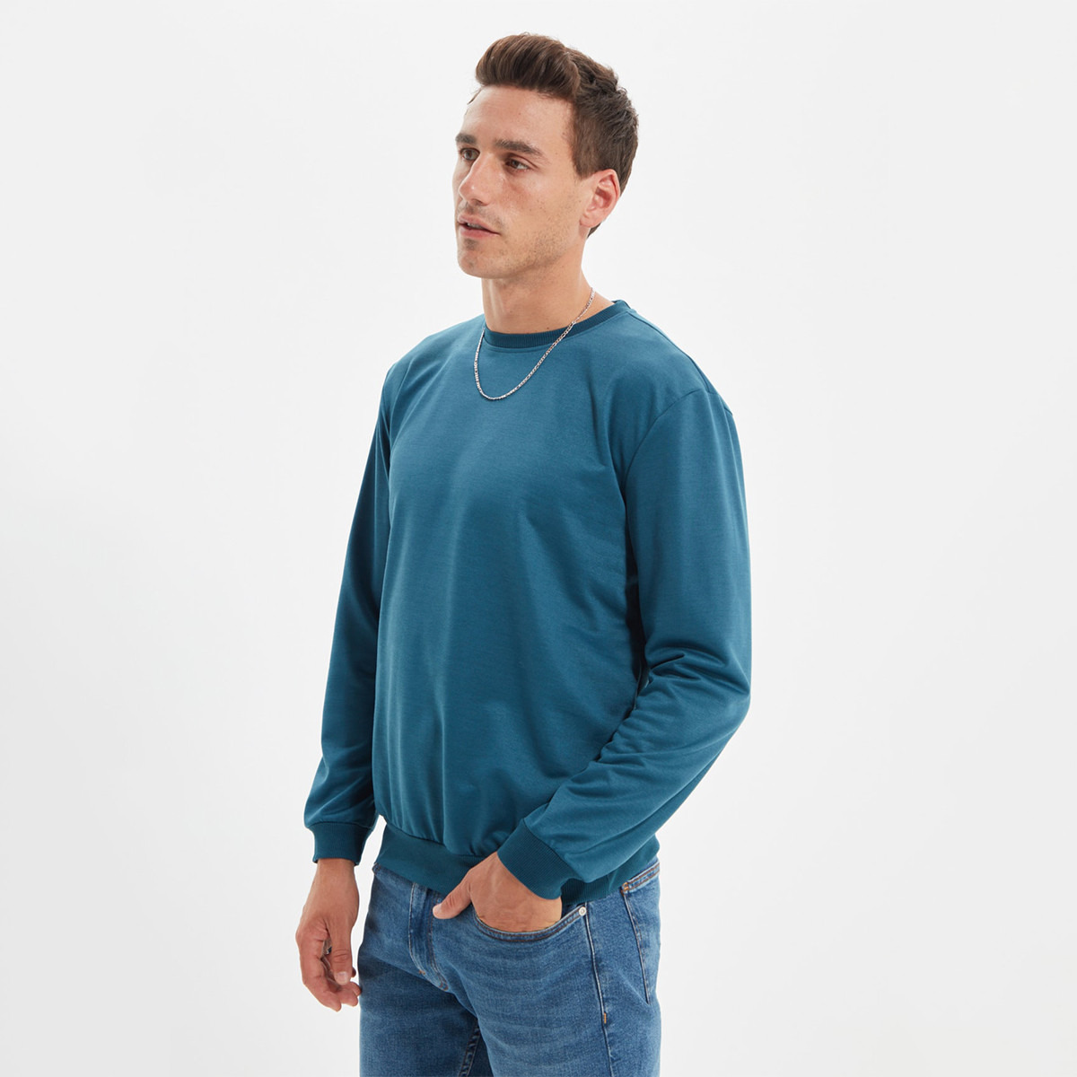 Trendyol Men Slogan Crew Neck Sweatshirt-men-winterwear-hoodiesandsweatshirts-image-4