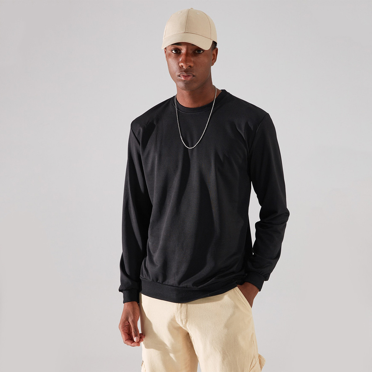 Trendyol Men Slogan Crew Neck Sweatshirt-men-winterwear-hoodiesandsweatshirts-image-2