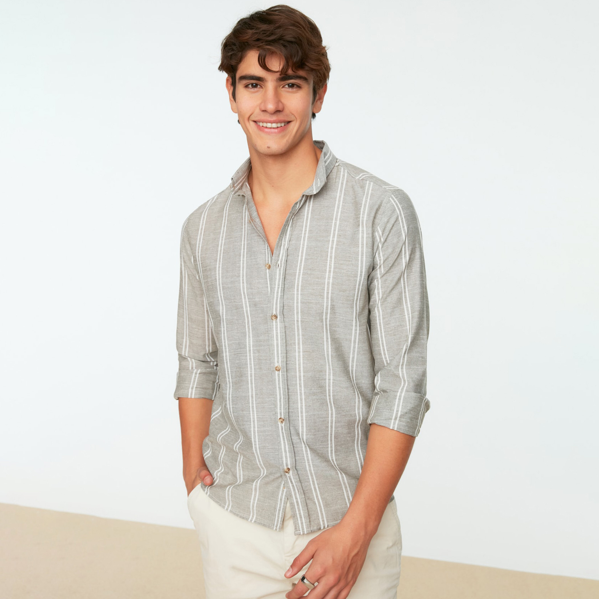 Trendyol Man Striped Collared Shirt-men-clothing-shirts-image-3