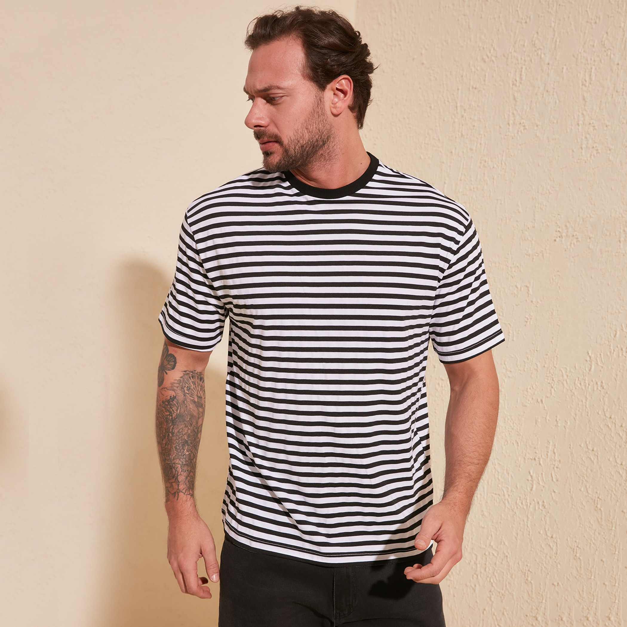Trendyol Men Striped Crew Neck T-Shirt-men-clothing-tshirtsandpolos-tshirts-image-2