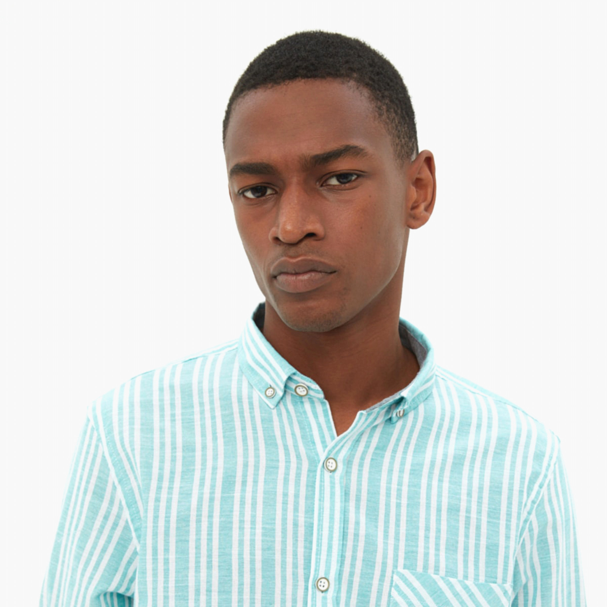 Trendyol MAN Striped Green Buttoned Collared Neck Shirt-men-clothing-shirts-image-4