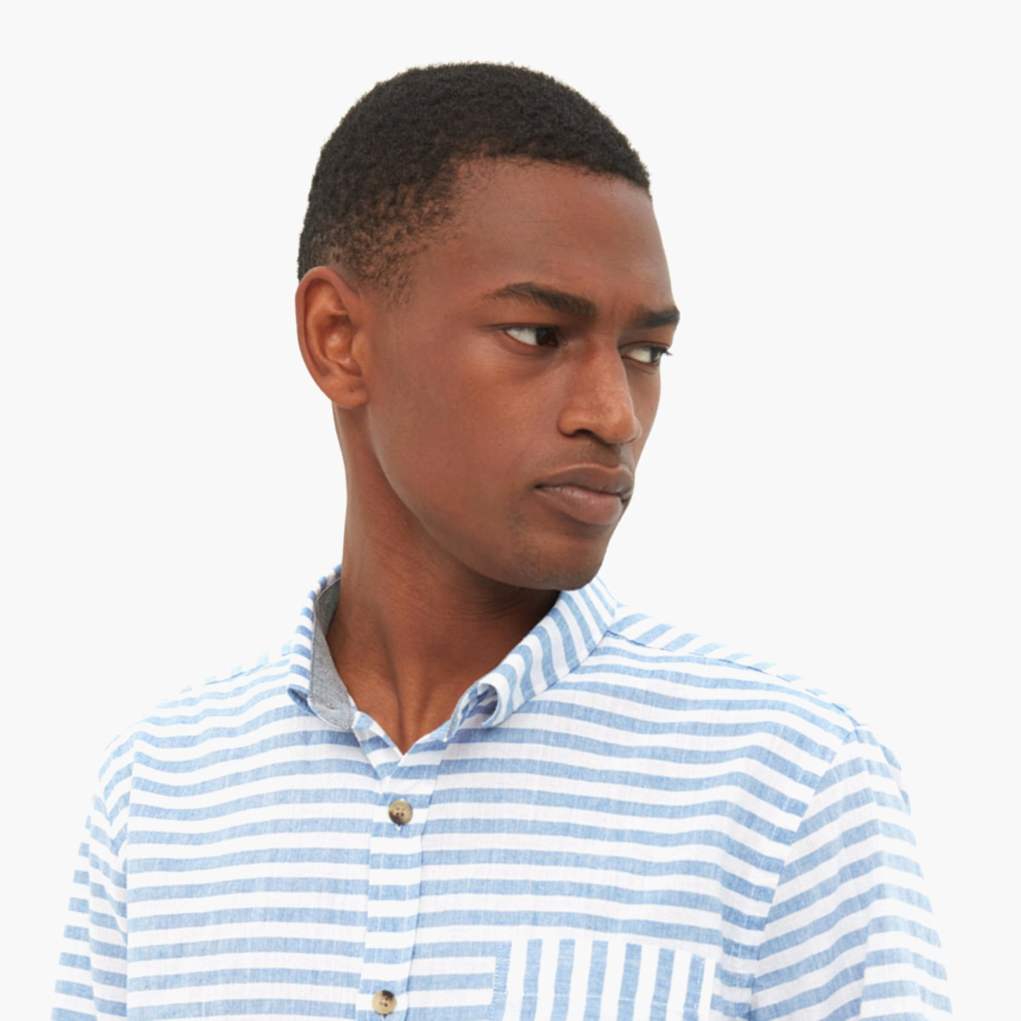 Trendyol MAN Striped Blue Buttoned Collared Neck Shirt-men-clothing-shirts-image-3