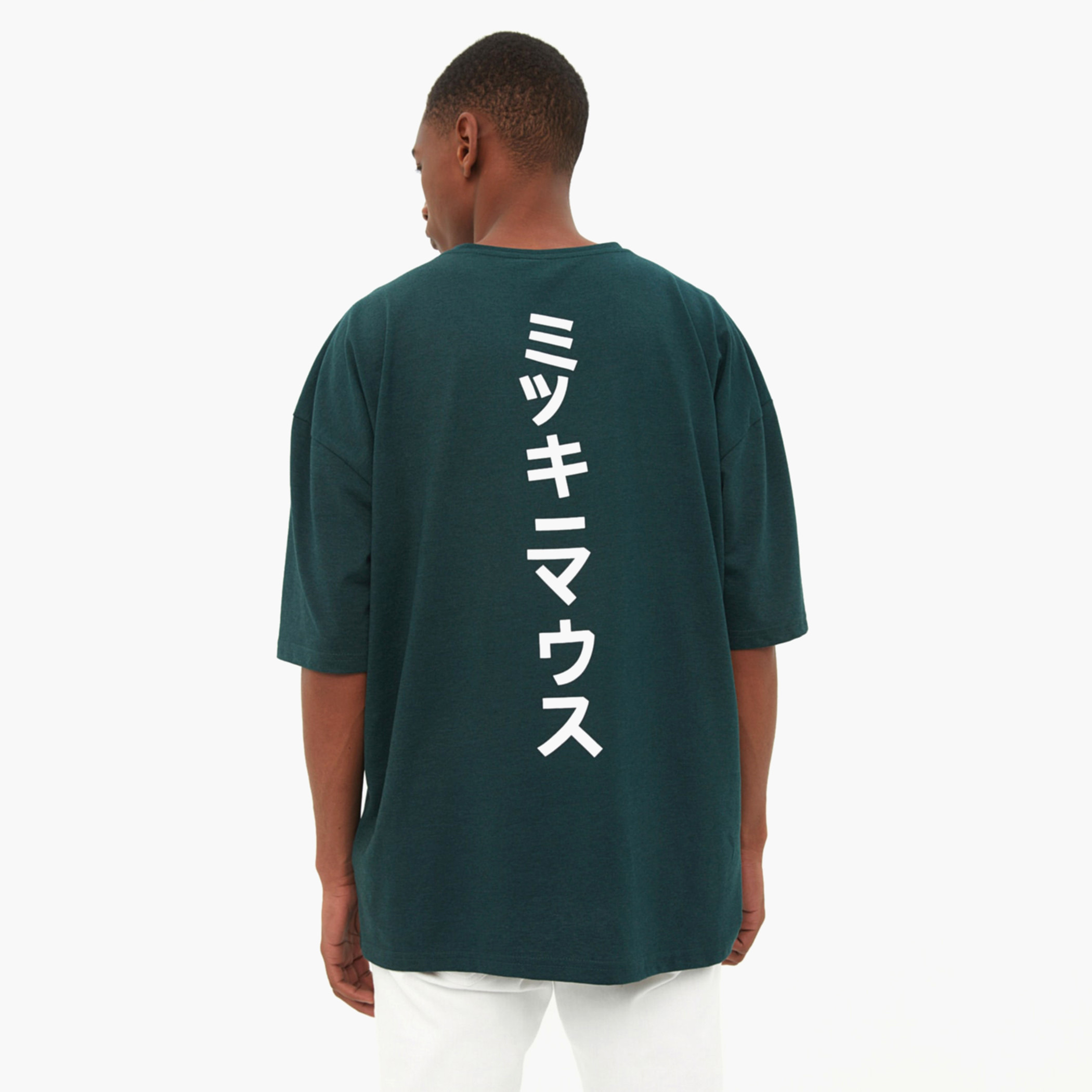 Trendyol MAN Printed Green Crew Neck Oversized T-Shirt-men-clothing-tshirtsandpolos-tshirts-image-2