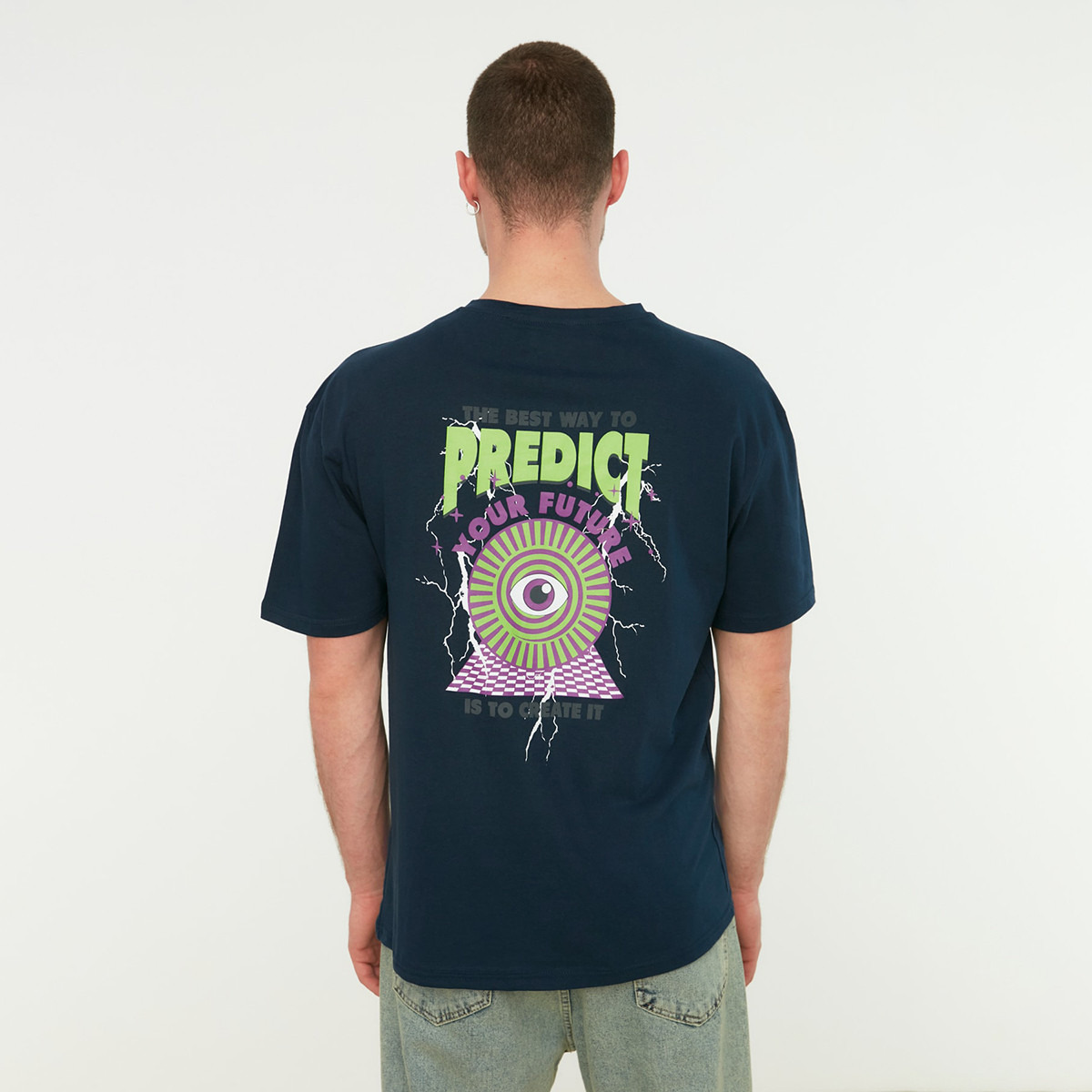 ترينديول قميص أزرق مطبوع بياقة مستديرة وأكمام قصيرة للرجال-men-clothing-tshirtsandpolos-tshirts-image-2