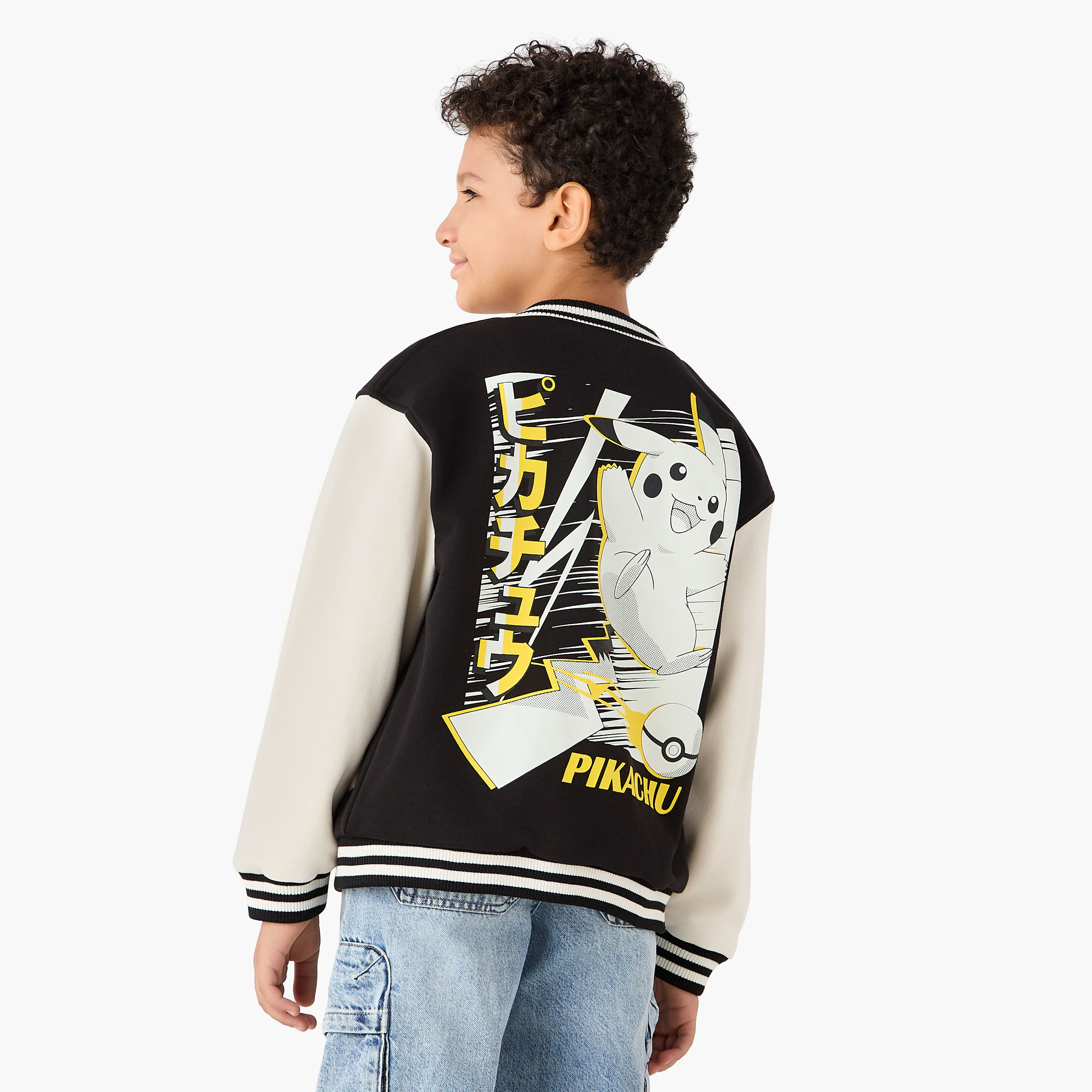 Pokemon Pikachu Varsity Jacket with Button Closure-boys-clothing-jacketsandcoats-image-3
