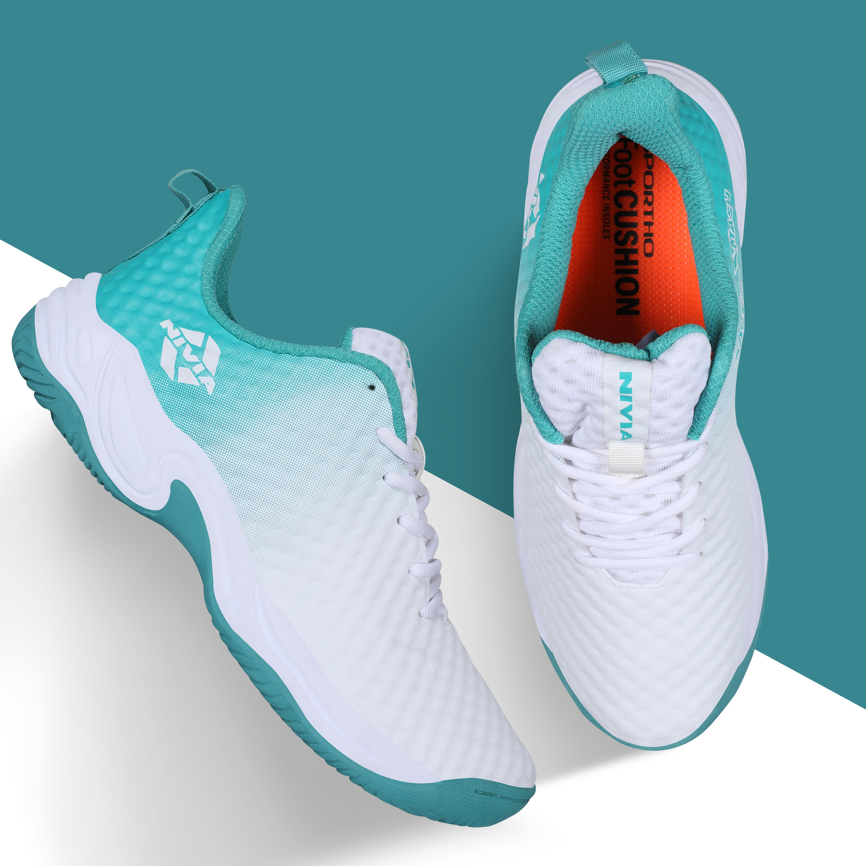 Nivia Power Smash, White/Turquoise, Tennis Shoes-sports-men-shoes-image-10