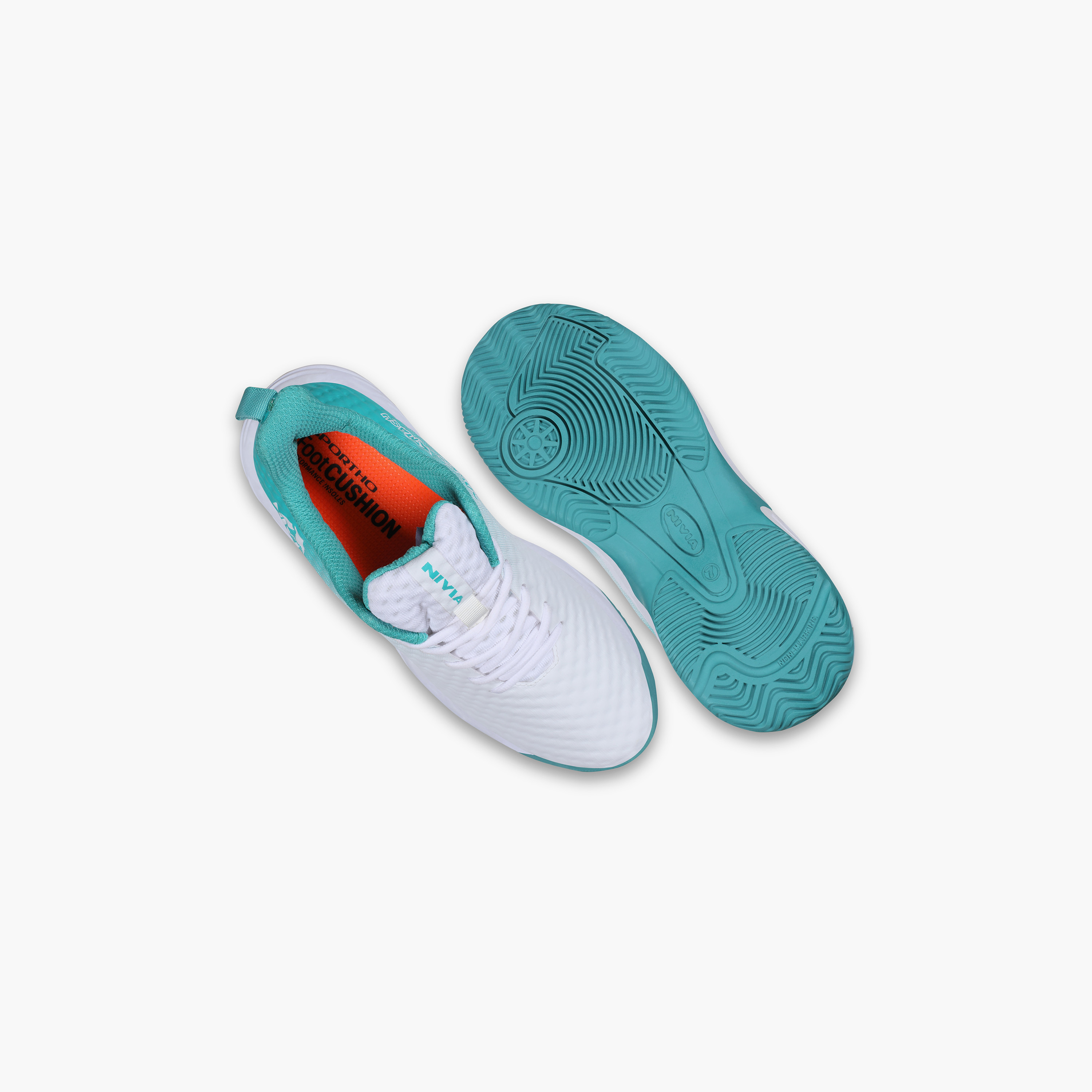 Nivia Power Smash, White/Turquoise, Tennis Shoes-sports-men-shoes-image-9