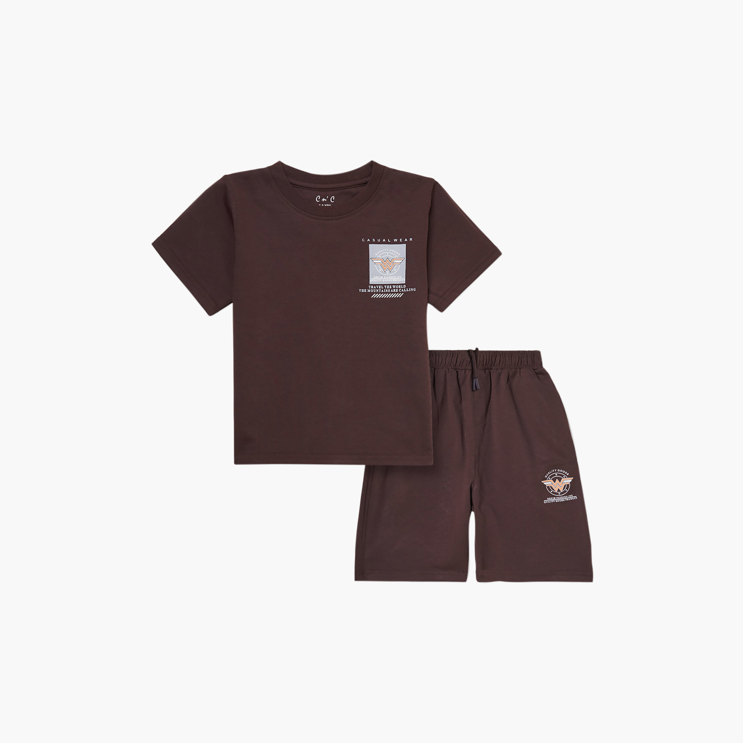 Cool & Cool Graphic Short Sleeves T-Shirt & Shorts Set-boys-clothing-setsandcoords-image-3