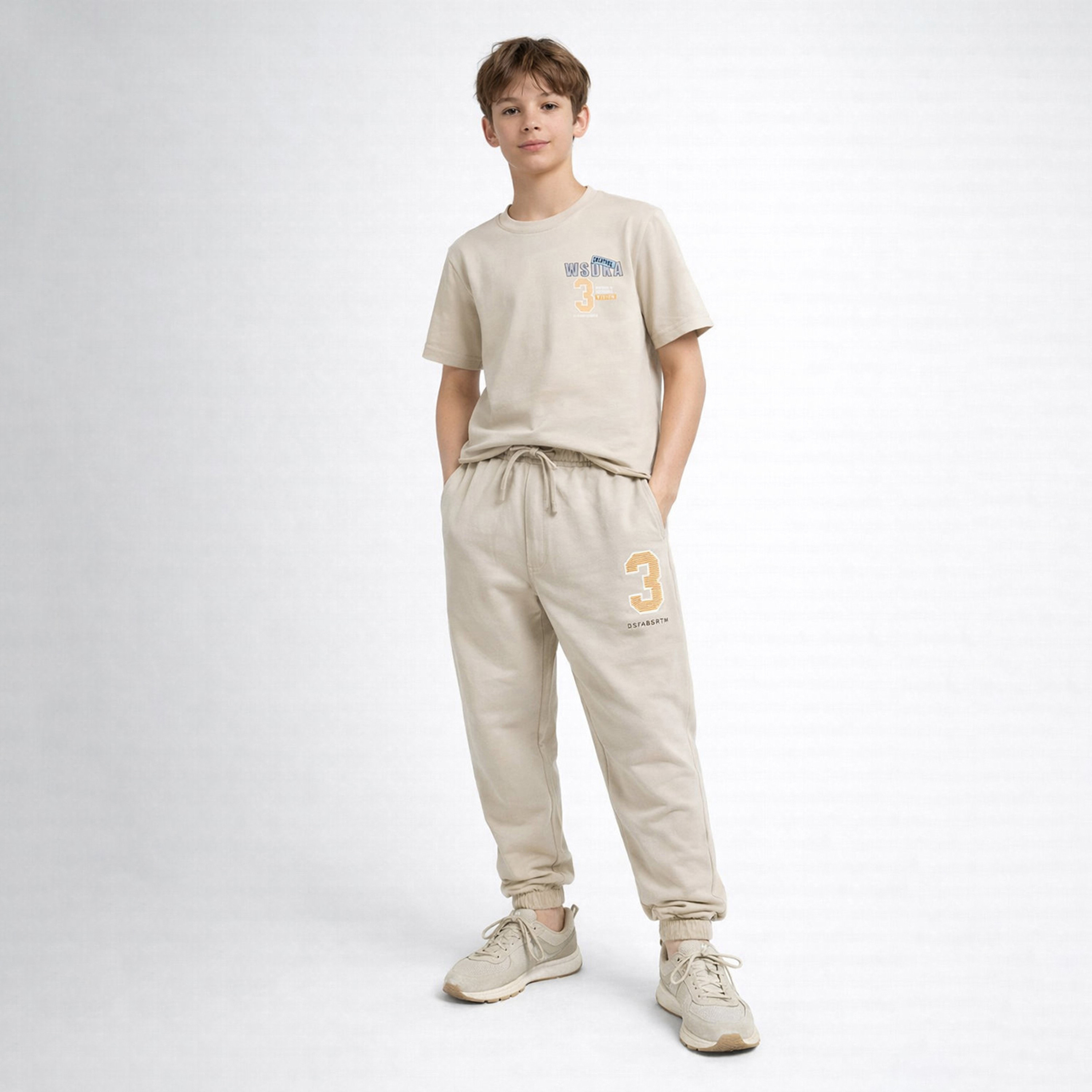 طقم تيشيرت بأكمام قصيرة مع بنطلون جوجر من كول آند كول-boys-clothing-setsandcoords-image-1