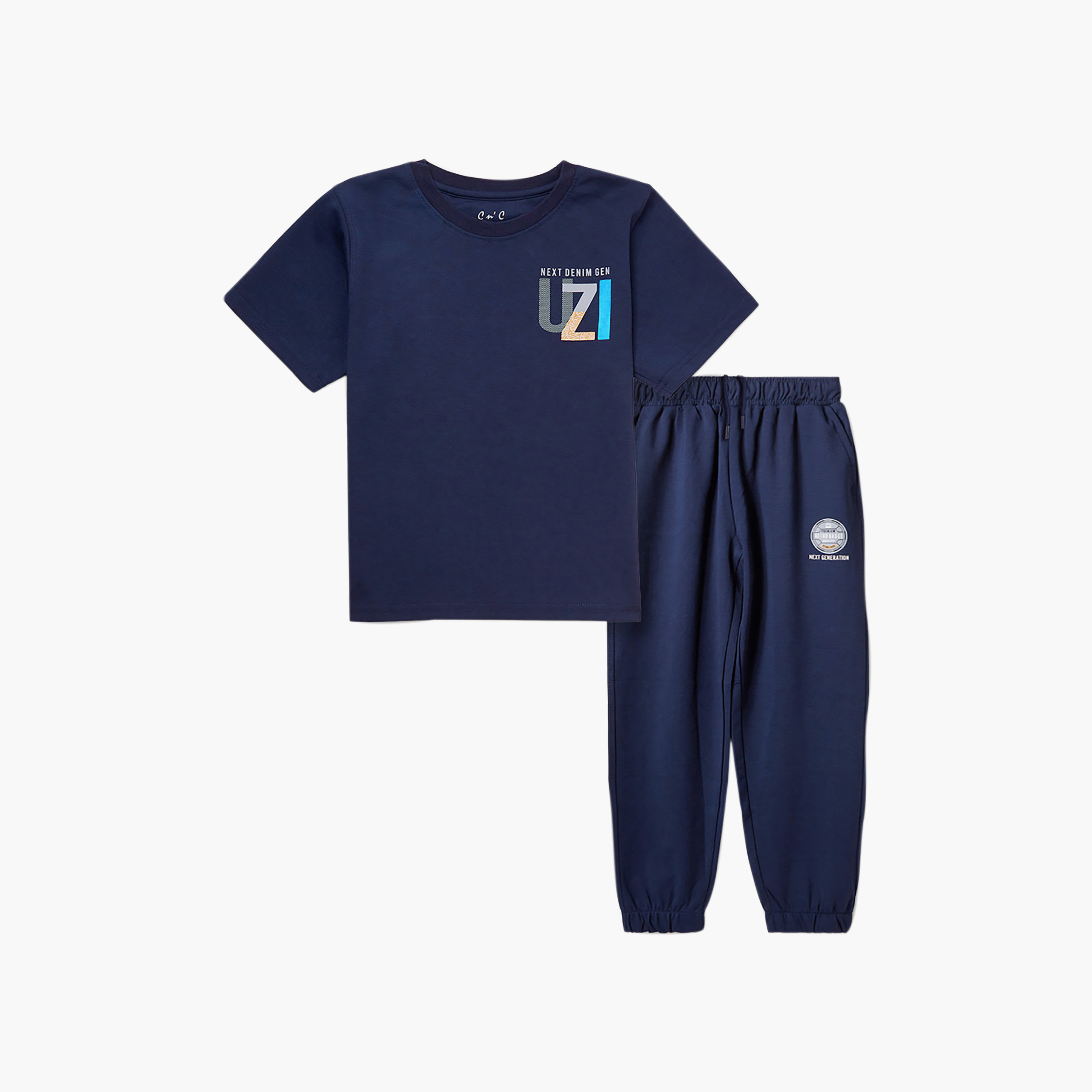 طقم تيشيرت بأكمام قصيرة مع بنطلون جوجر من كول آند كول-boys-clothing-setsandcoords-image-3