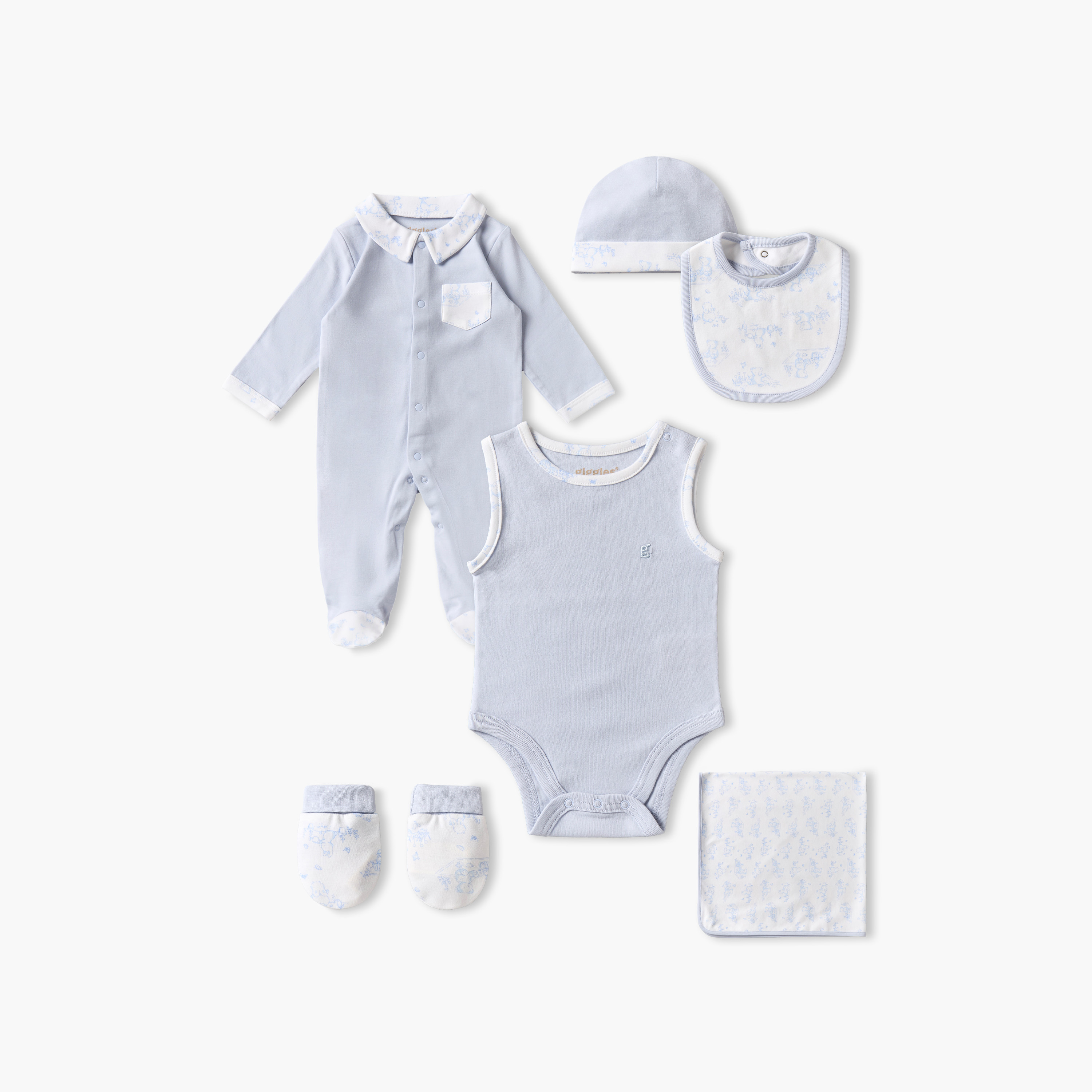 Set of 6 Giggles Clothing Gift Set with Bear Print-baby-boys-clothing-setsandcoords-image-2