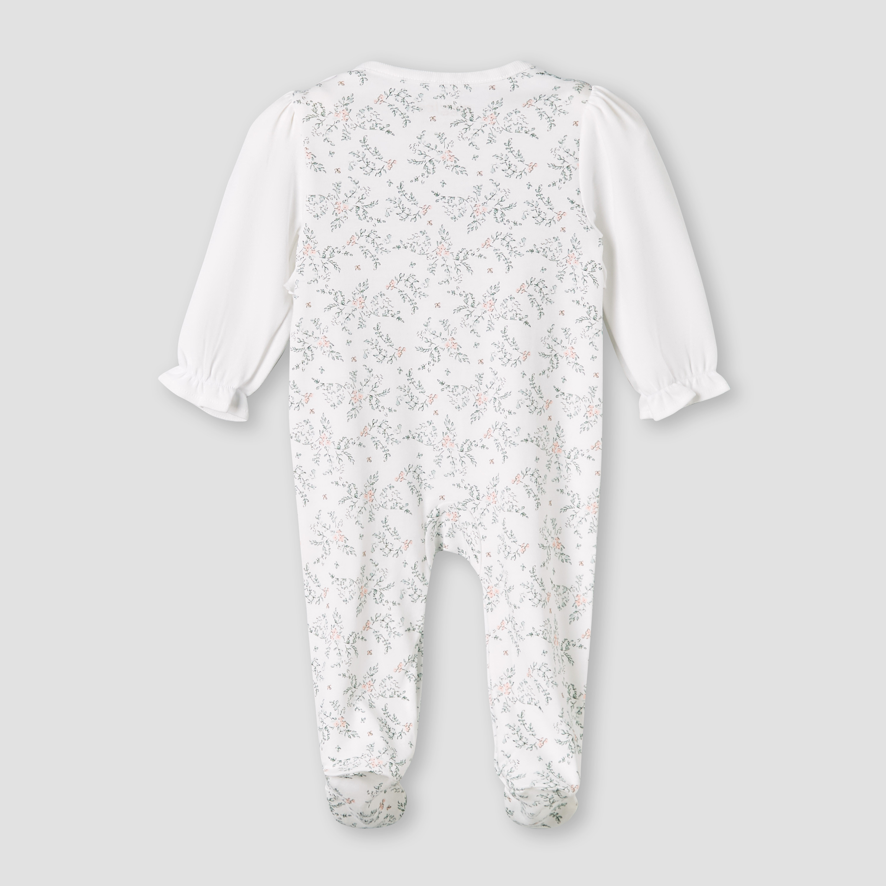 Giggles Cotton Round Neck Long Sleeves Sleepsuit with Floral Embroidery-baby-girls-clothing-nightwear-sleepsuits-image-3