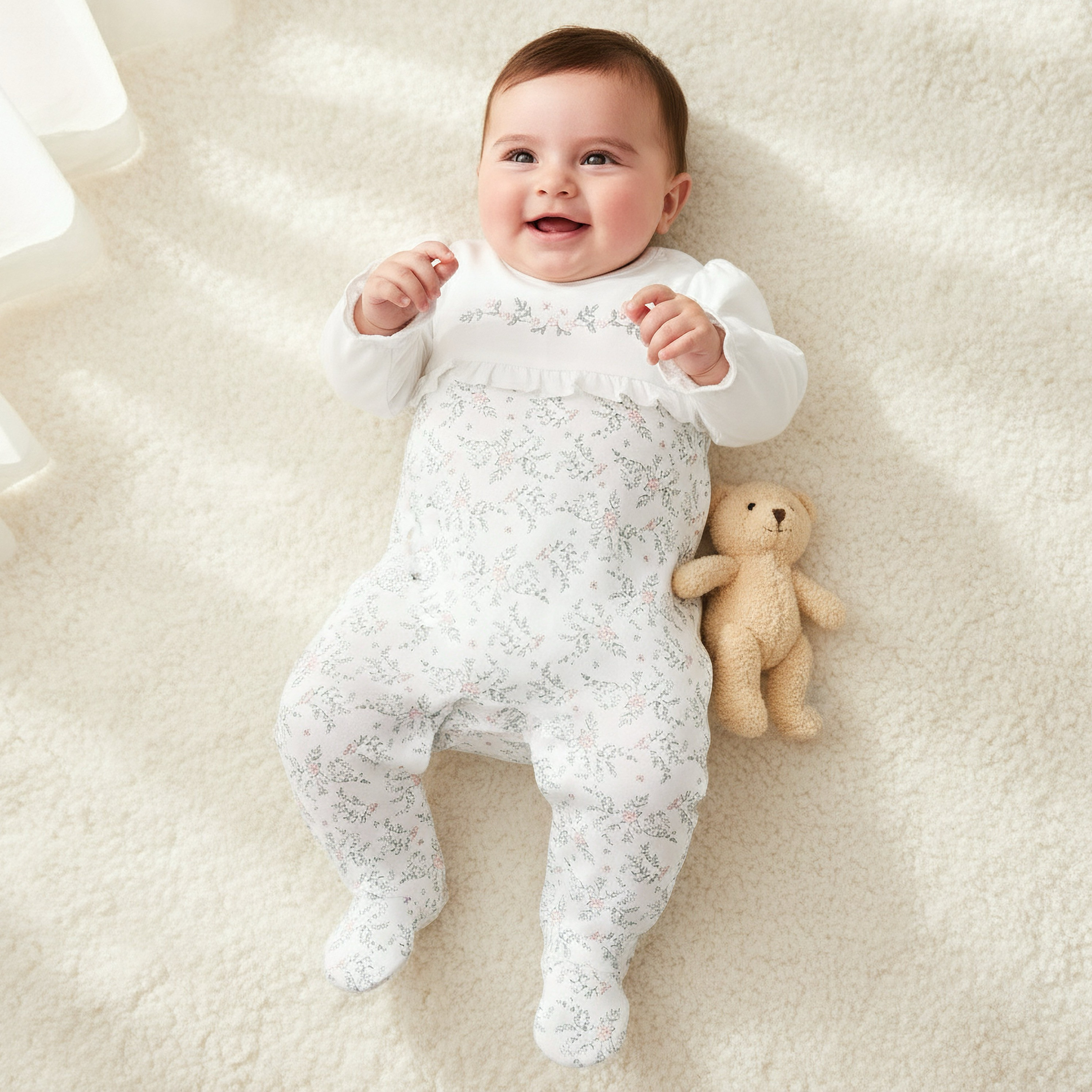 Giggles Cotton Round Neck Long Sleeves Sleepsuit with Floral Embroidery-baby-girls-clothing-nightwear-sleepsuits-image-1