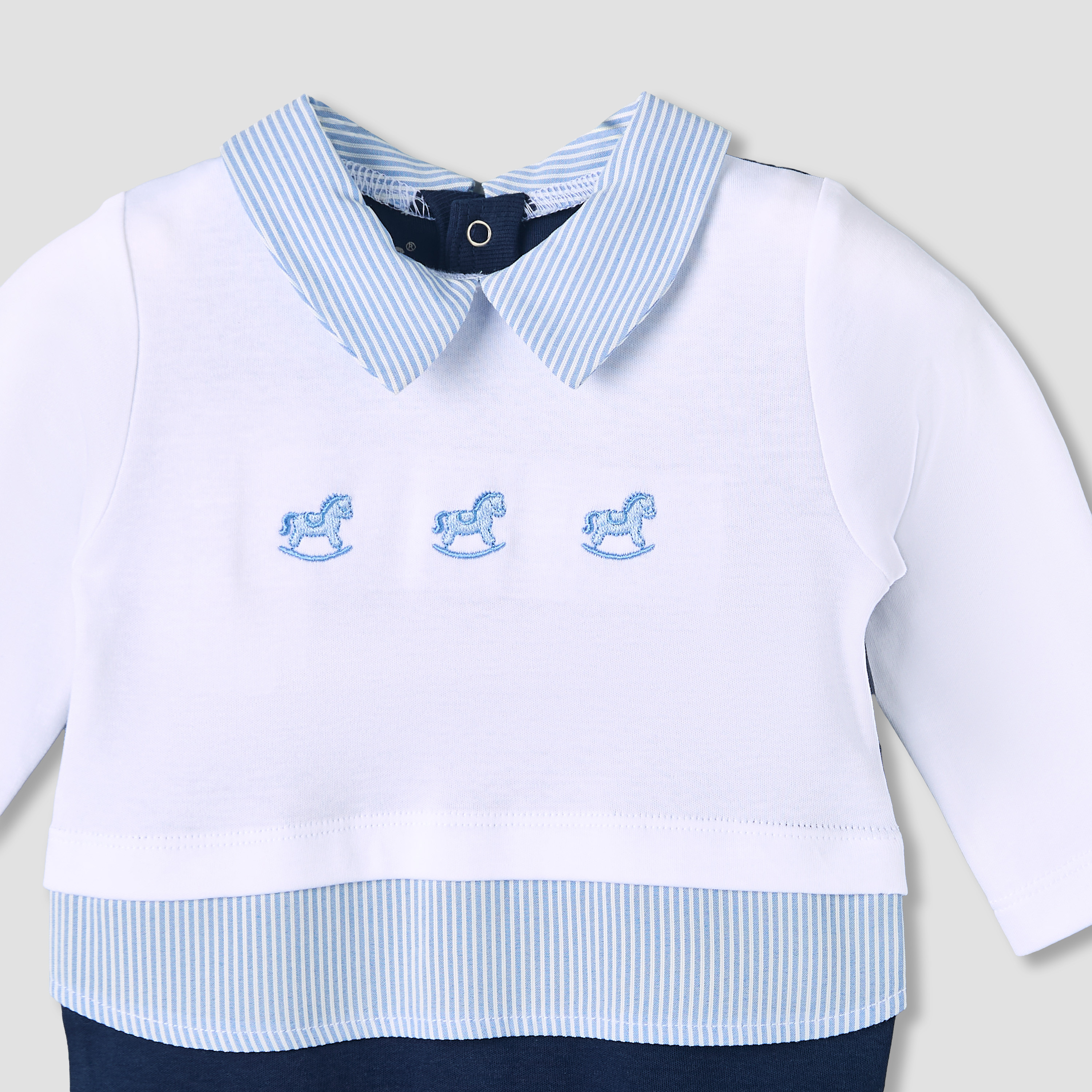 Giggles Cotton Collared Long Sleeves Sleepsuit with Horse Embroidery-baby-boys-clothing-nightwear-sleepsuits-image-4